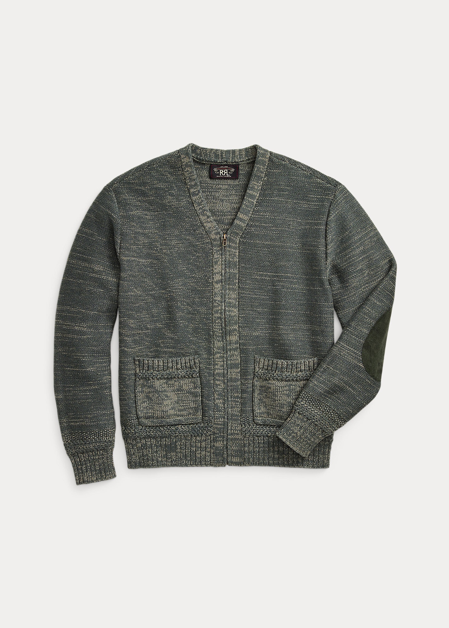 Suede-Trim Cotton-Blend Zip Cardigan - 1