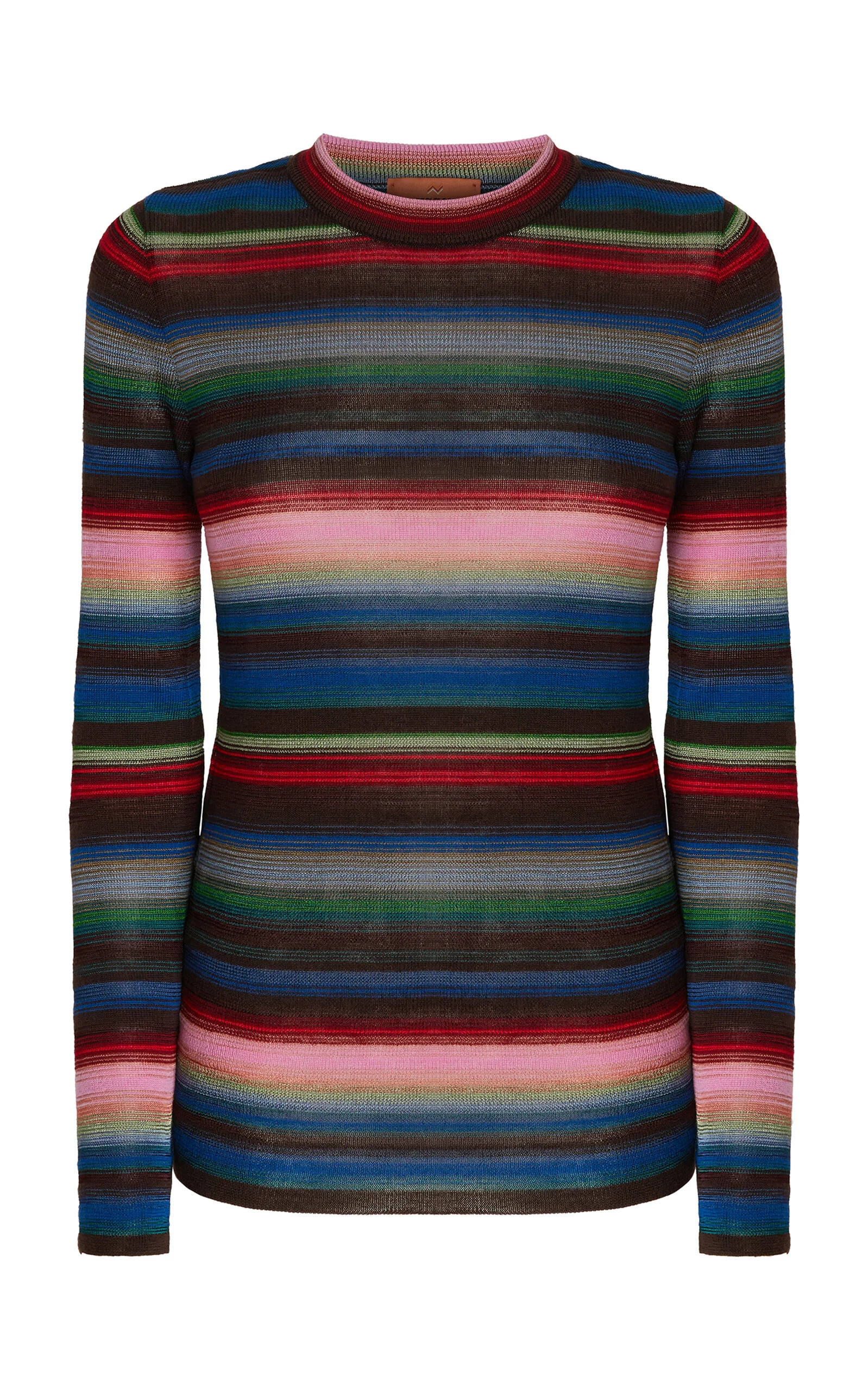 Crewneck Striped Knit Sweater pink - 1