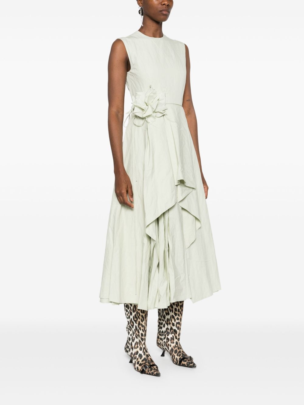 wrinkled cotton midi dress - 3