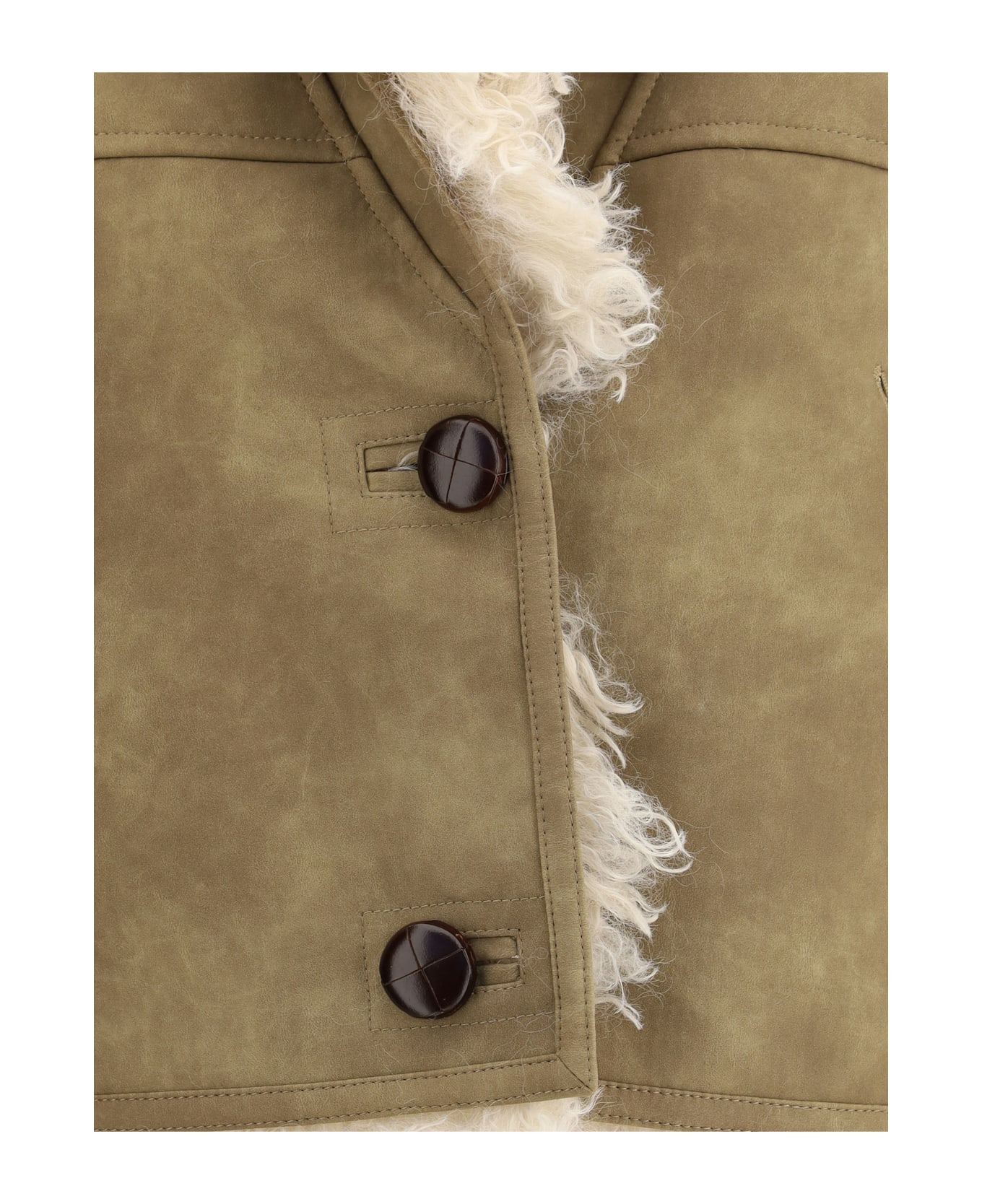 Shearling Faux Leather Clara Gilet - 3