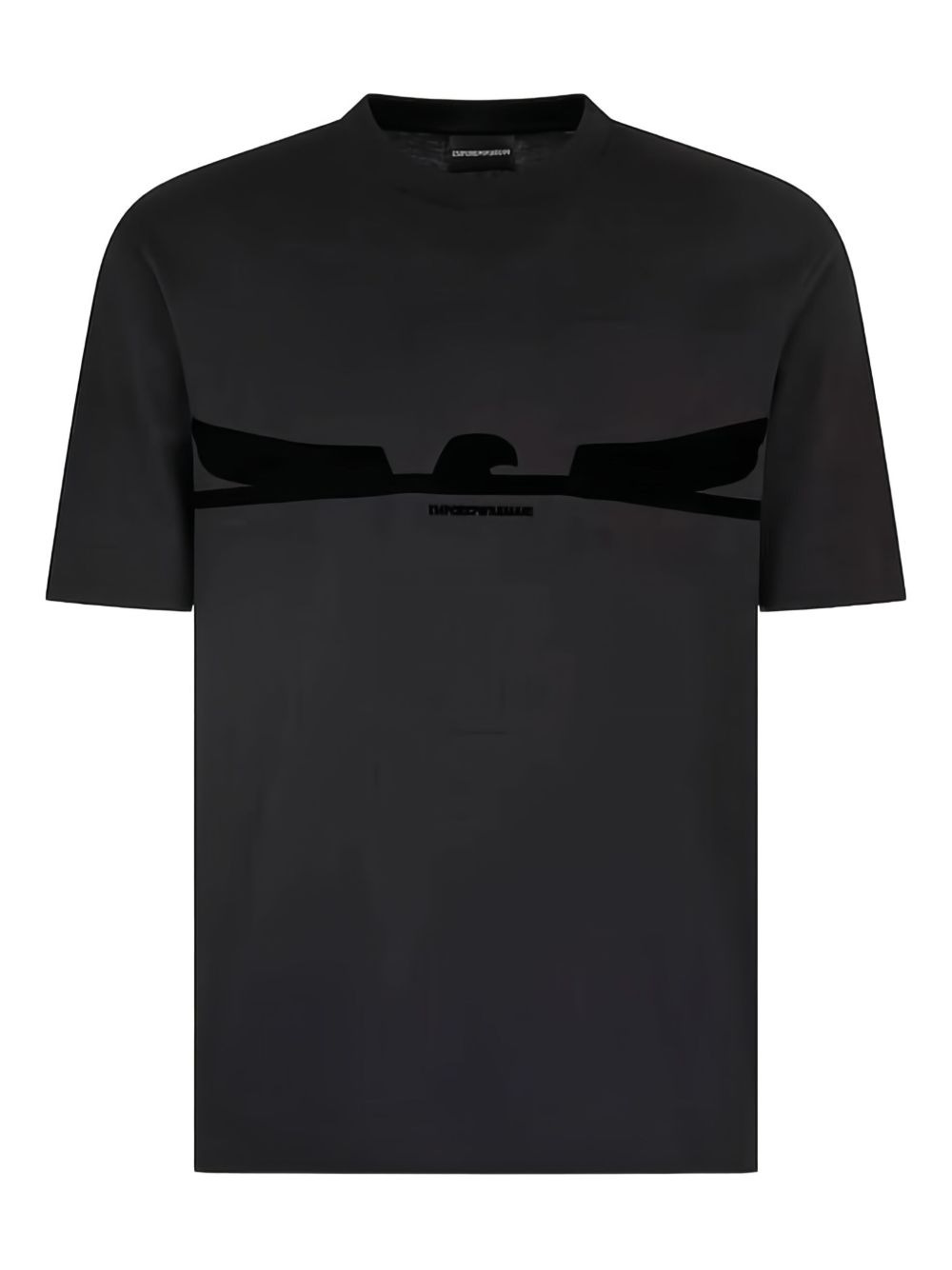eagle-emblem velvet-panel T-shirt - 1