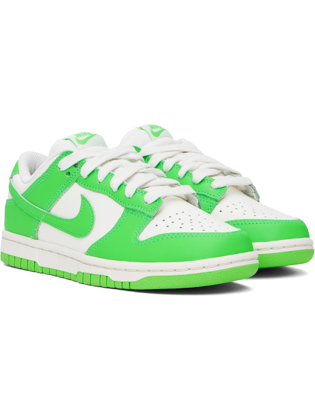 White & Green Dunk Low Sneakers - 4