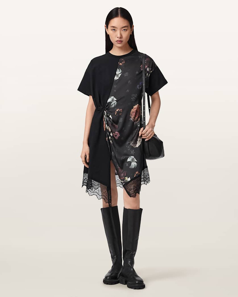 ALLSAINTS LANA LACE FLORAL MINI DRESS outlook