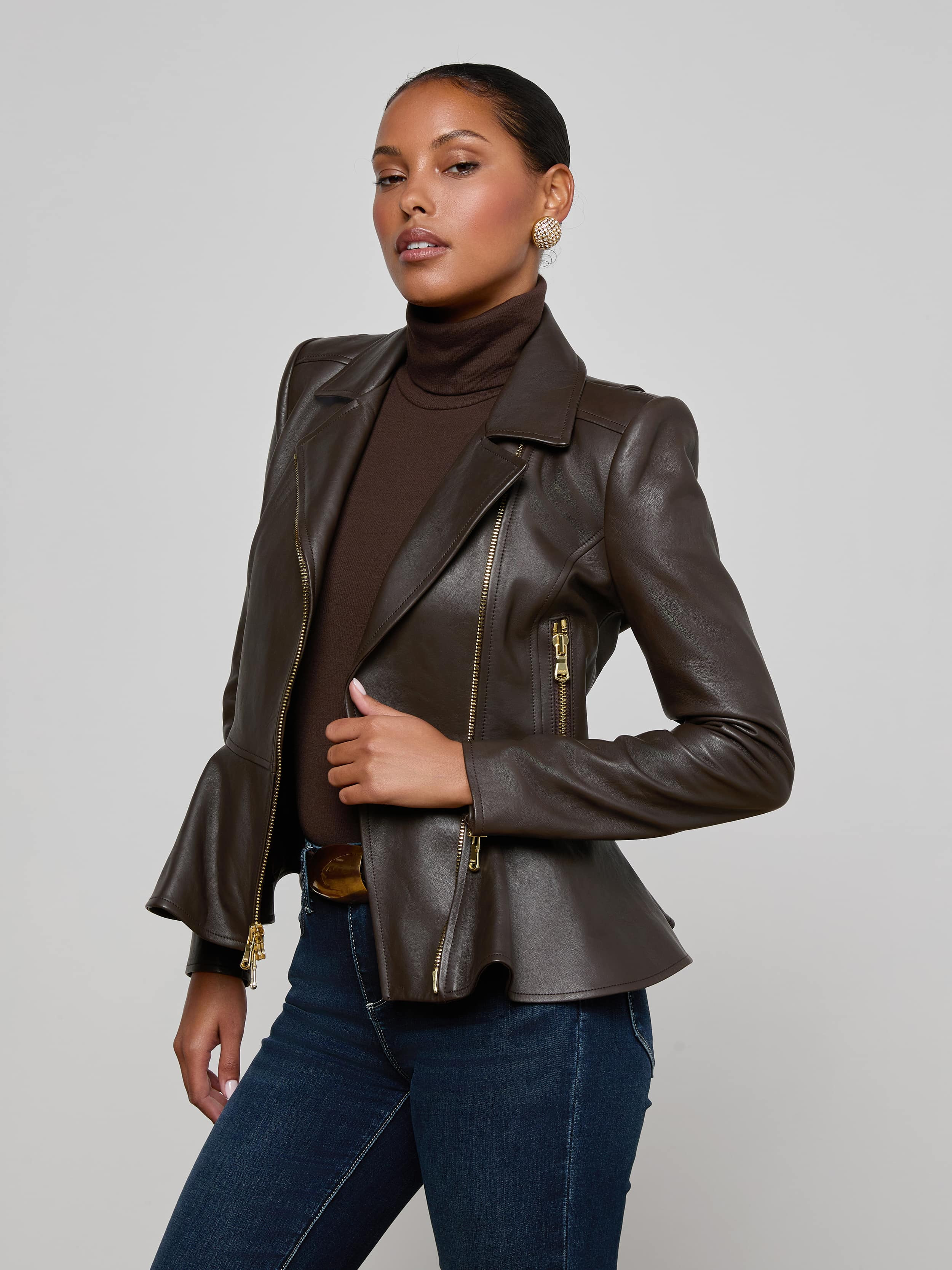 Lyric Leather Peplum Jacket - 3