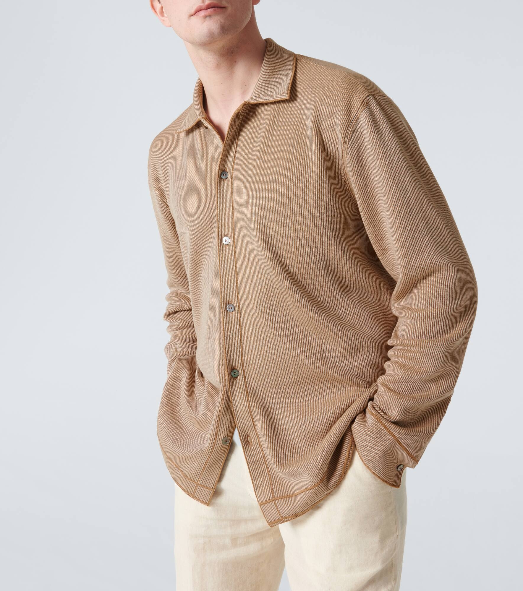 Cotton and silk jacquard shirt - 5