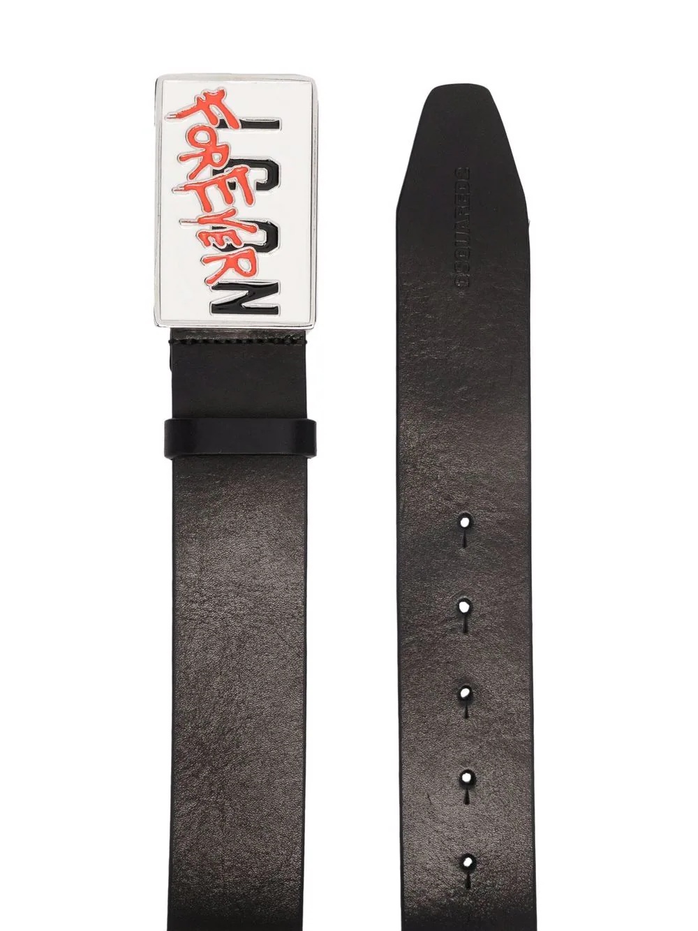 logo-plaque leather belt - 2