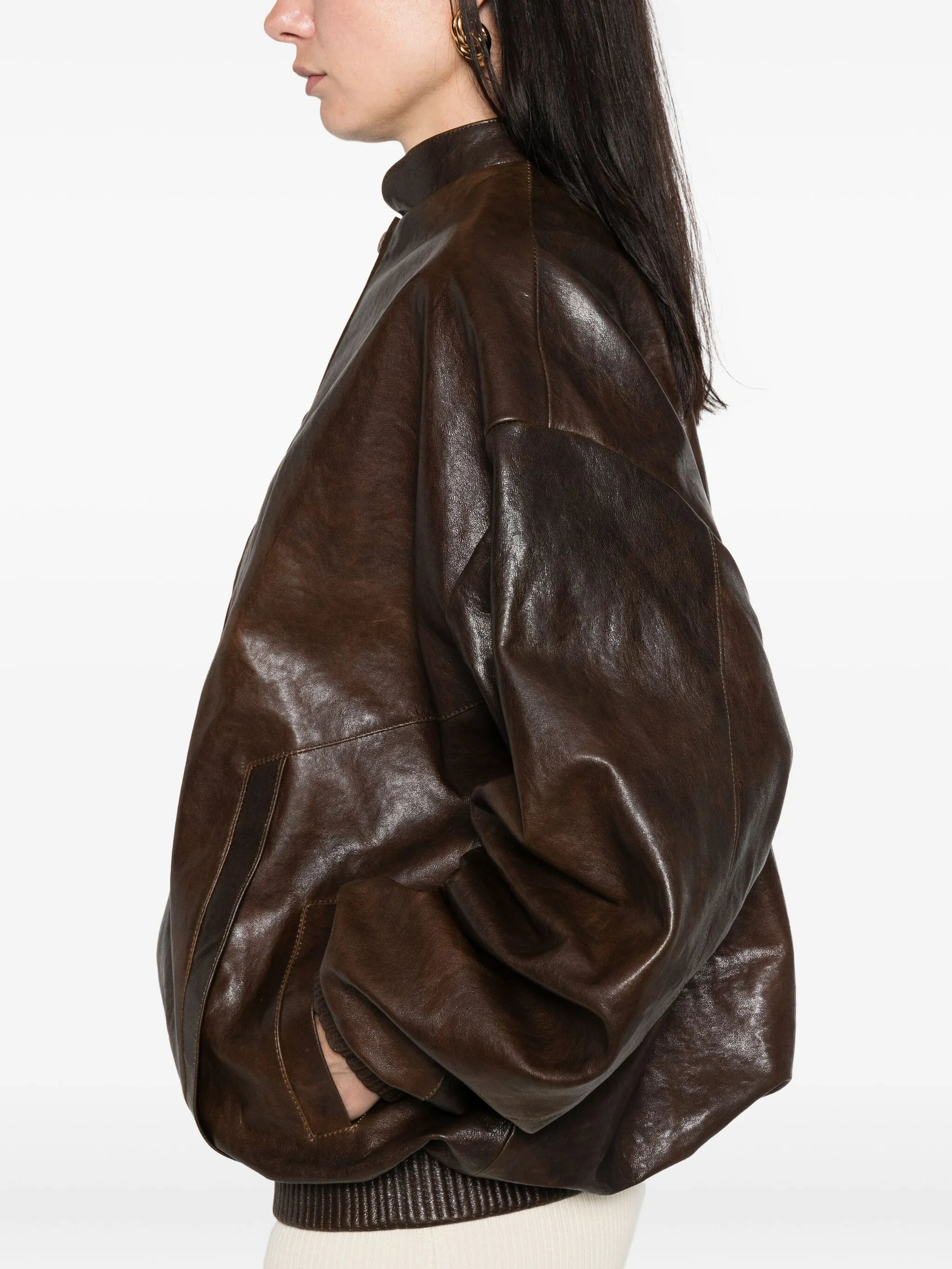 Magda Butrym Zip-front Leather Bomber Jacket - 5