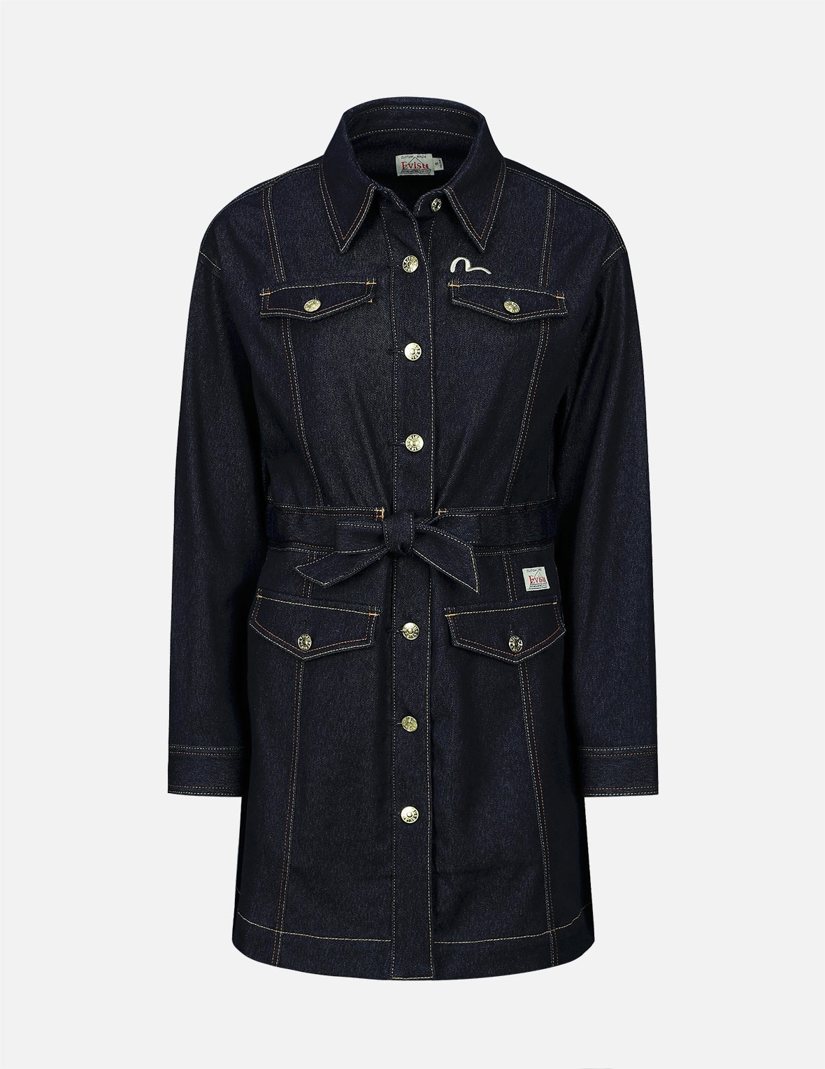 LOGO EMBROIDERY DENIM SHIRT DRESS - 1