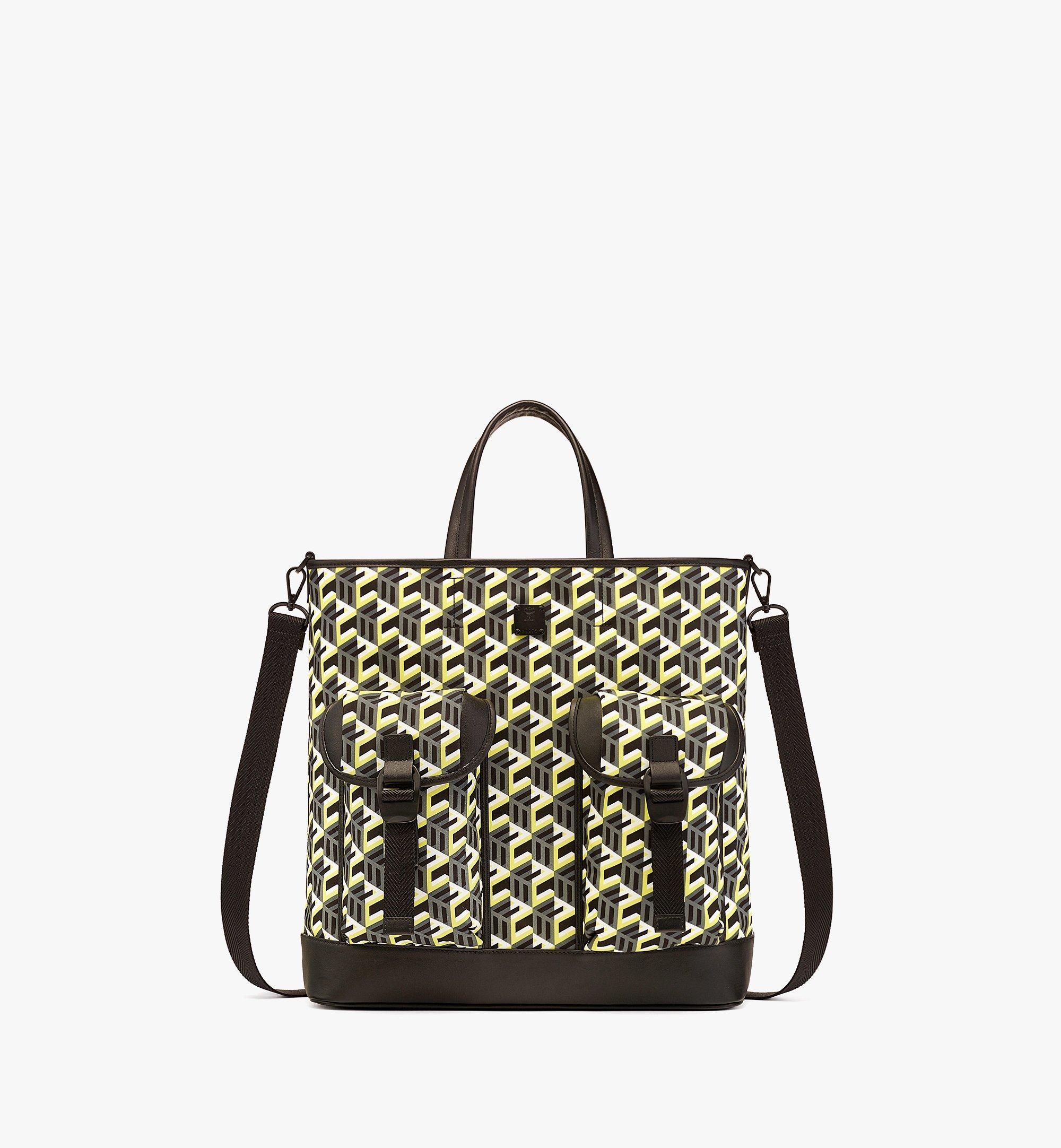 Mcm Maxi Munchen Quilted Nylon Tote in Black