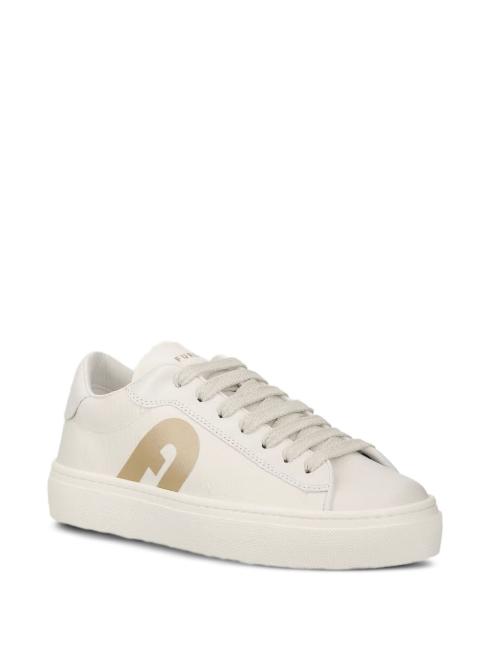 loog-print leather sneakers - 2