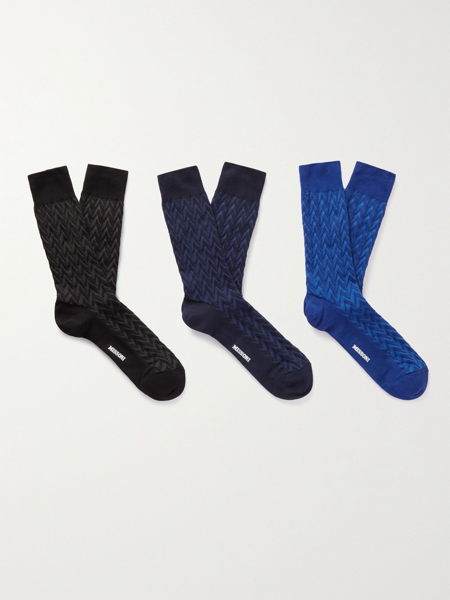 Three-Pack Cotton-Blend Socks - 1