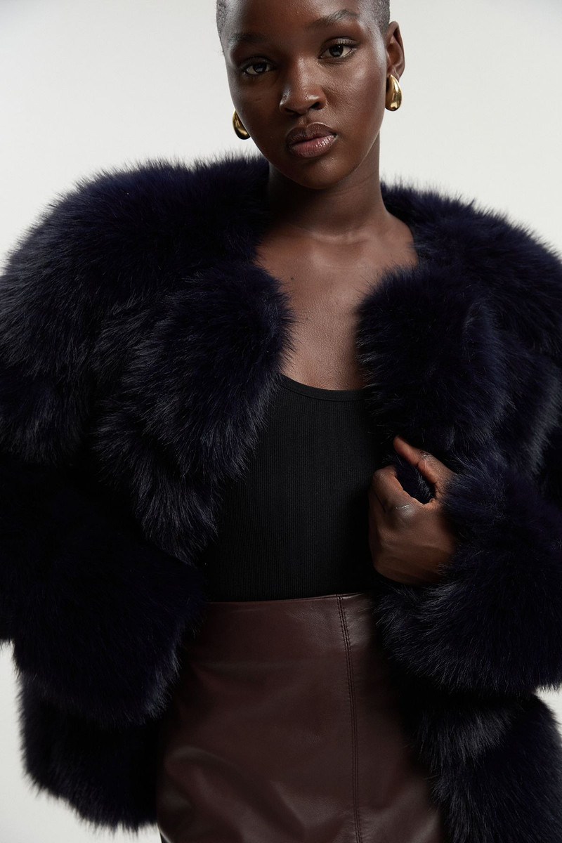 Faux Fur Panelled Long Sleeve Jacket 1