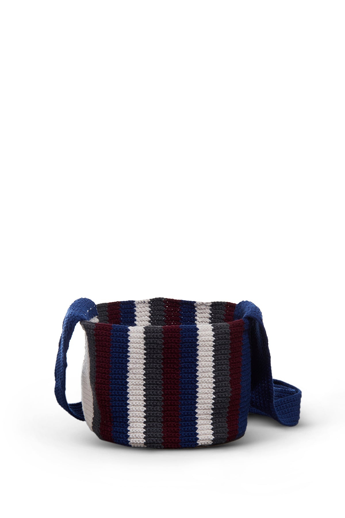 Crossover Knit Bag in Blue, Bordeaux & Grey Cashmere - 4
