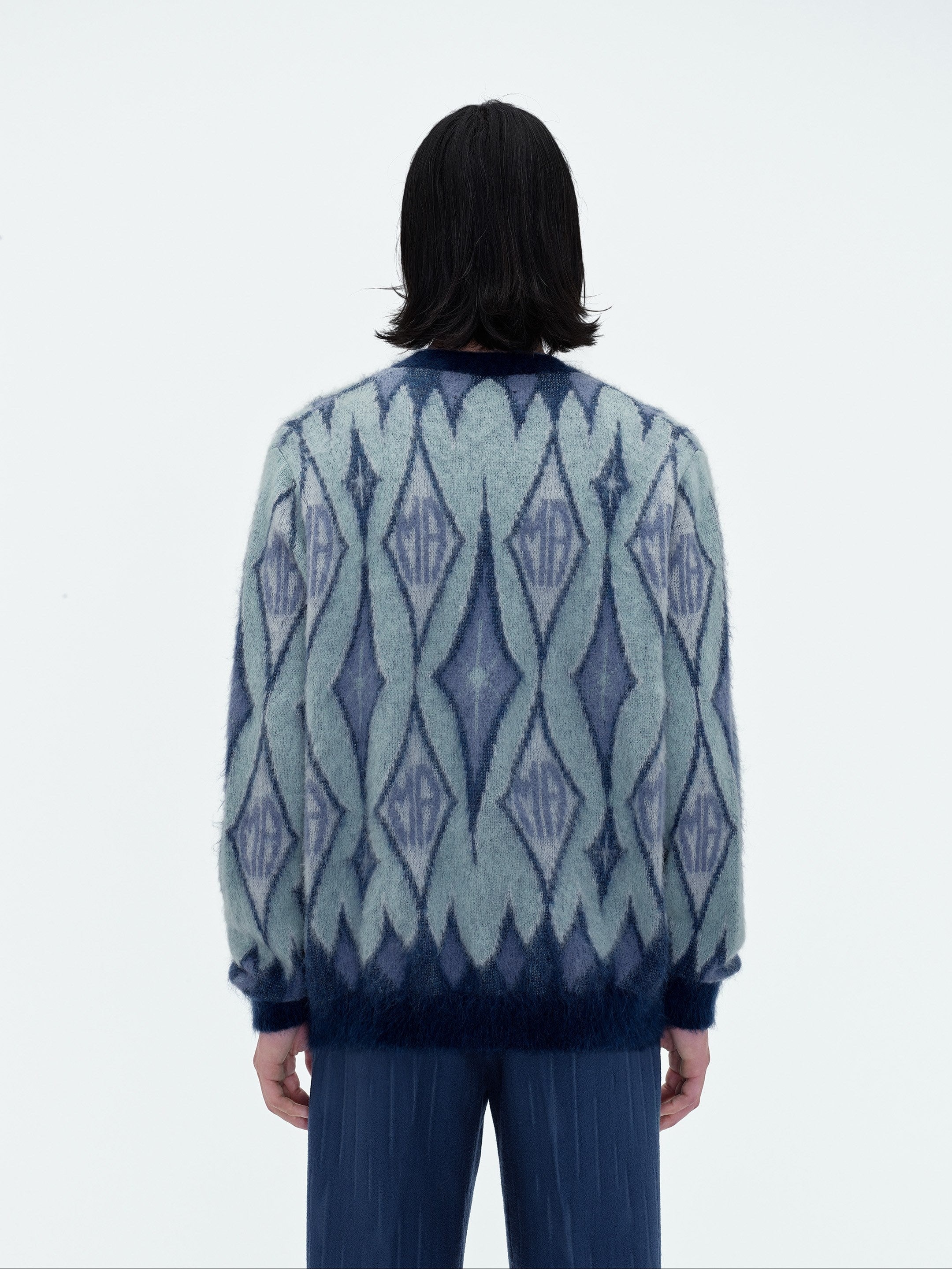 ARGYLE MOHAIR CARDIGAN - 4