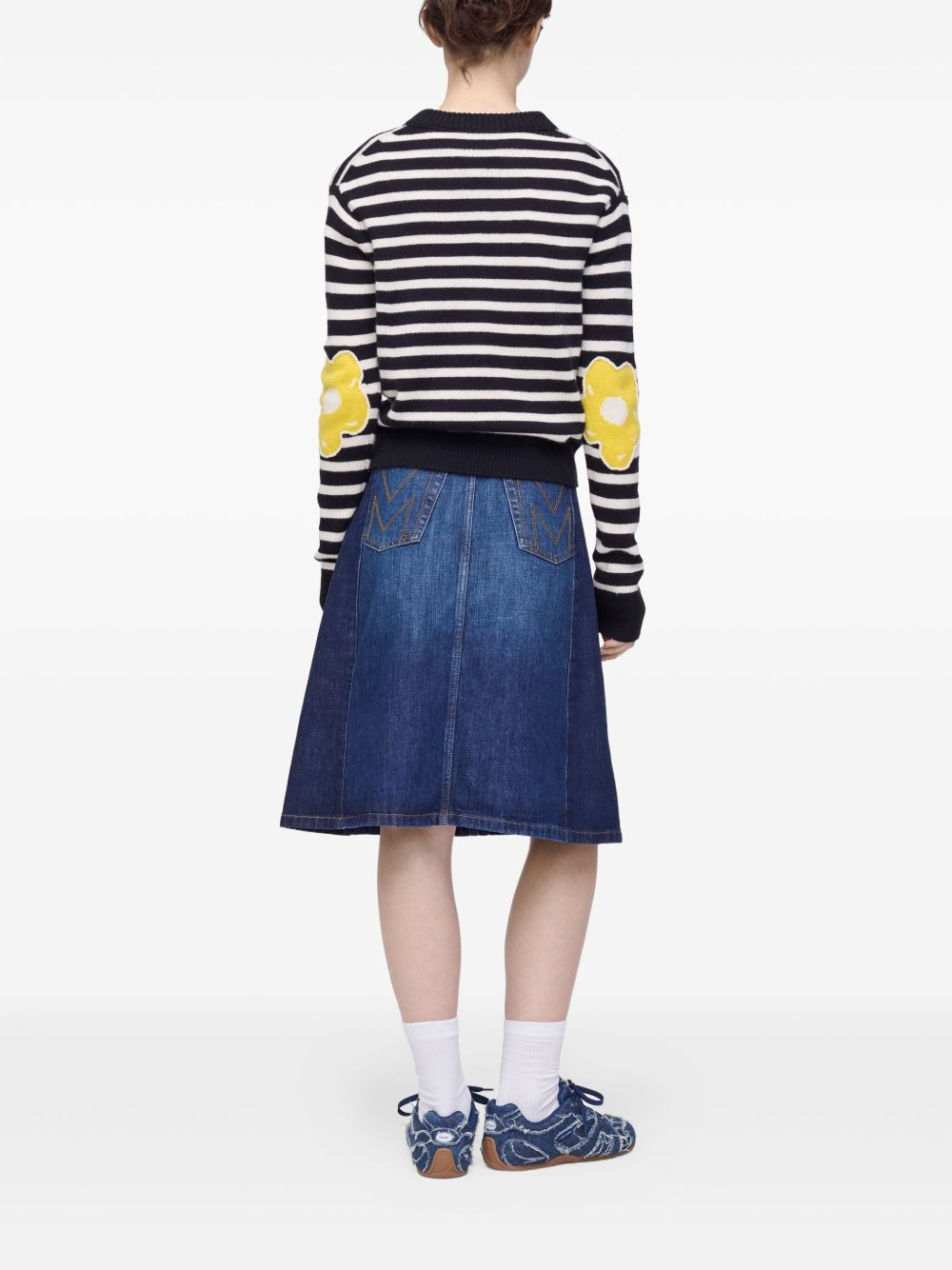striped-pattern flower-embellished sweater - 3