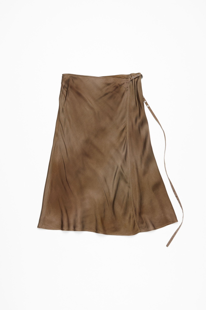 Satin wrap skirt - Golden brown 6