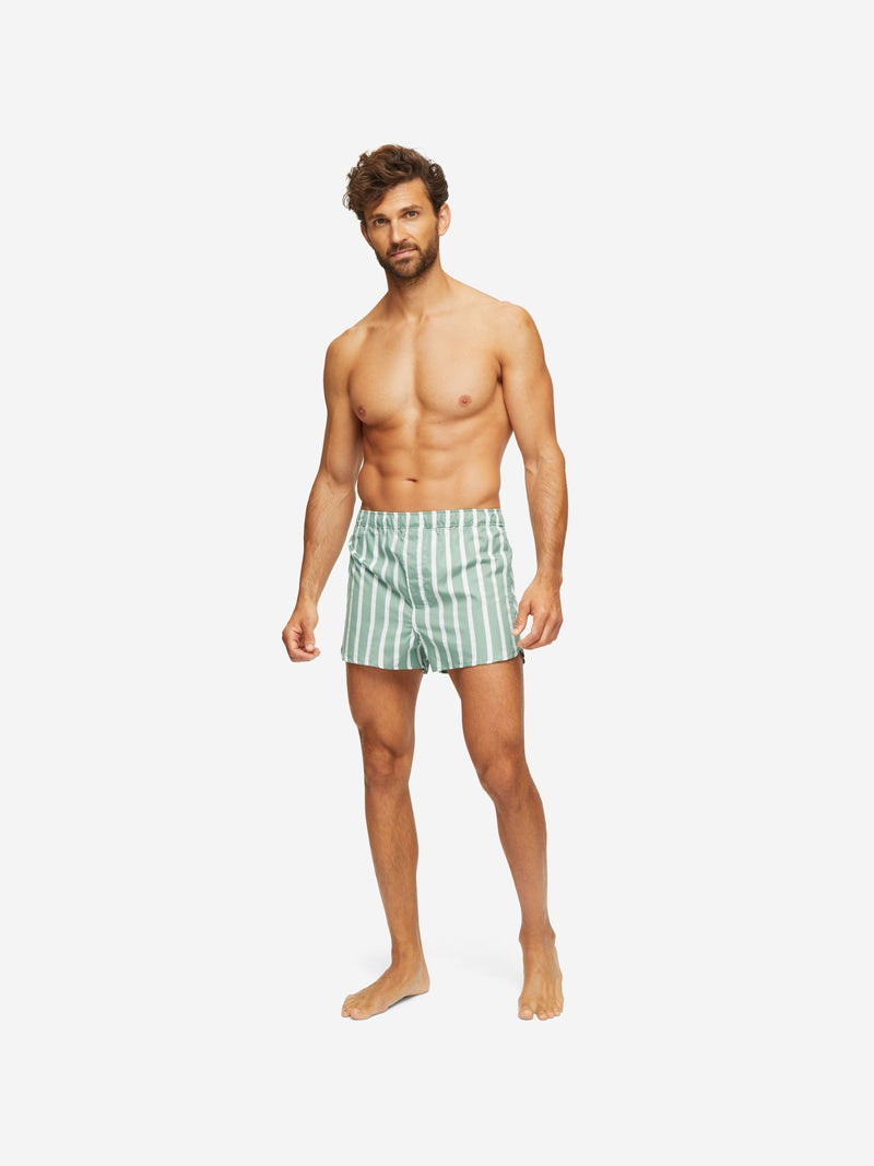 Derek Rose Men's Modern Fit Boxers Royal 219 Cotton Green outlook