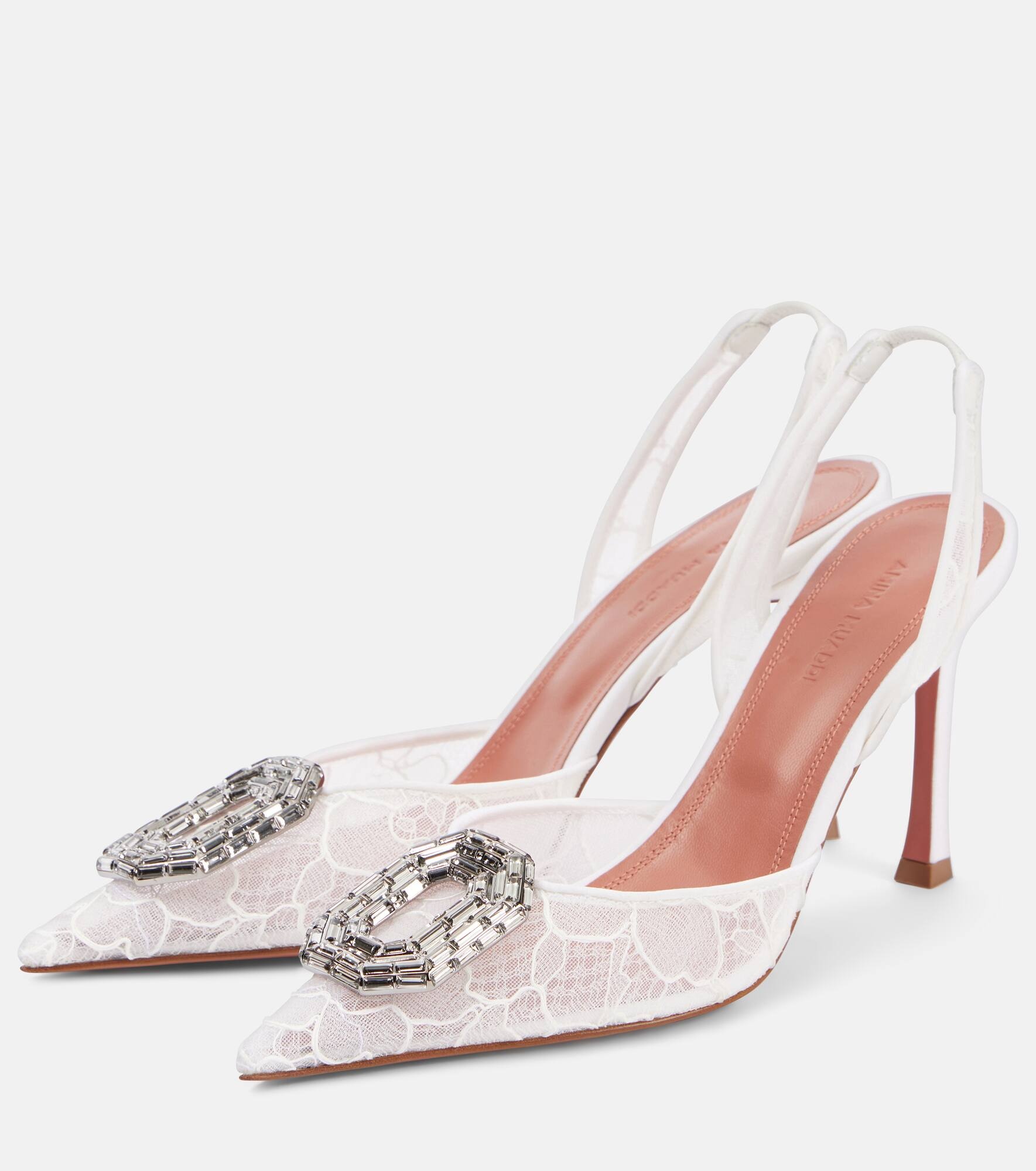 Camelia 90 embellished lace slingback sandals - 4