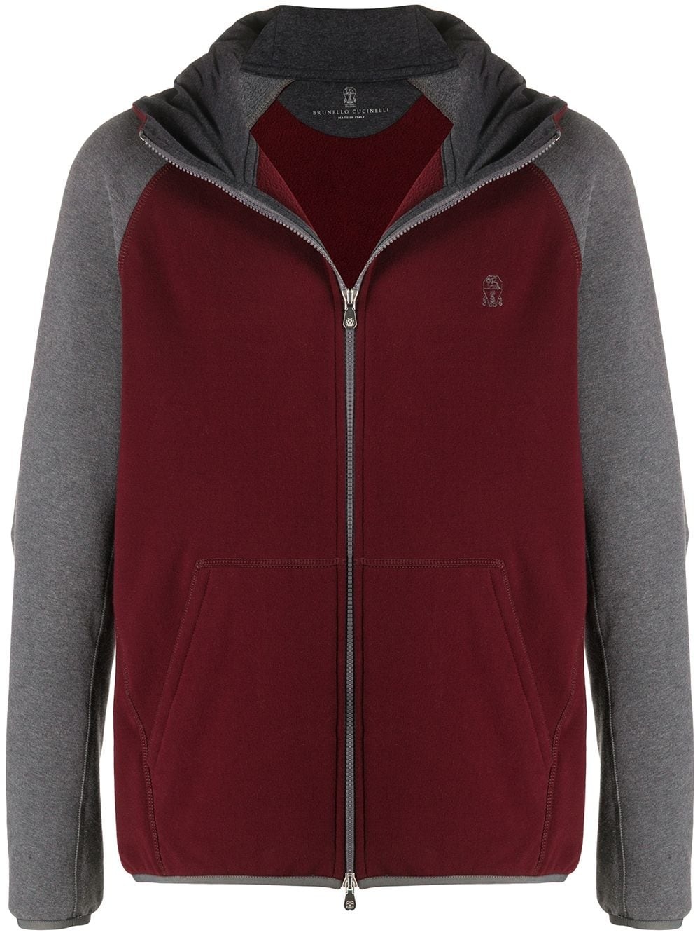 colour-block zipped hoodie - 1