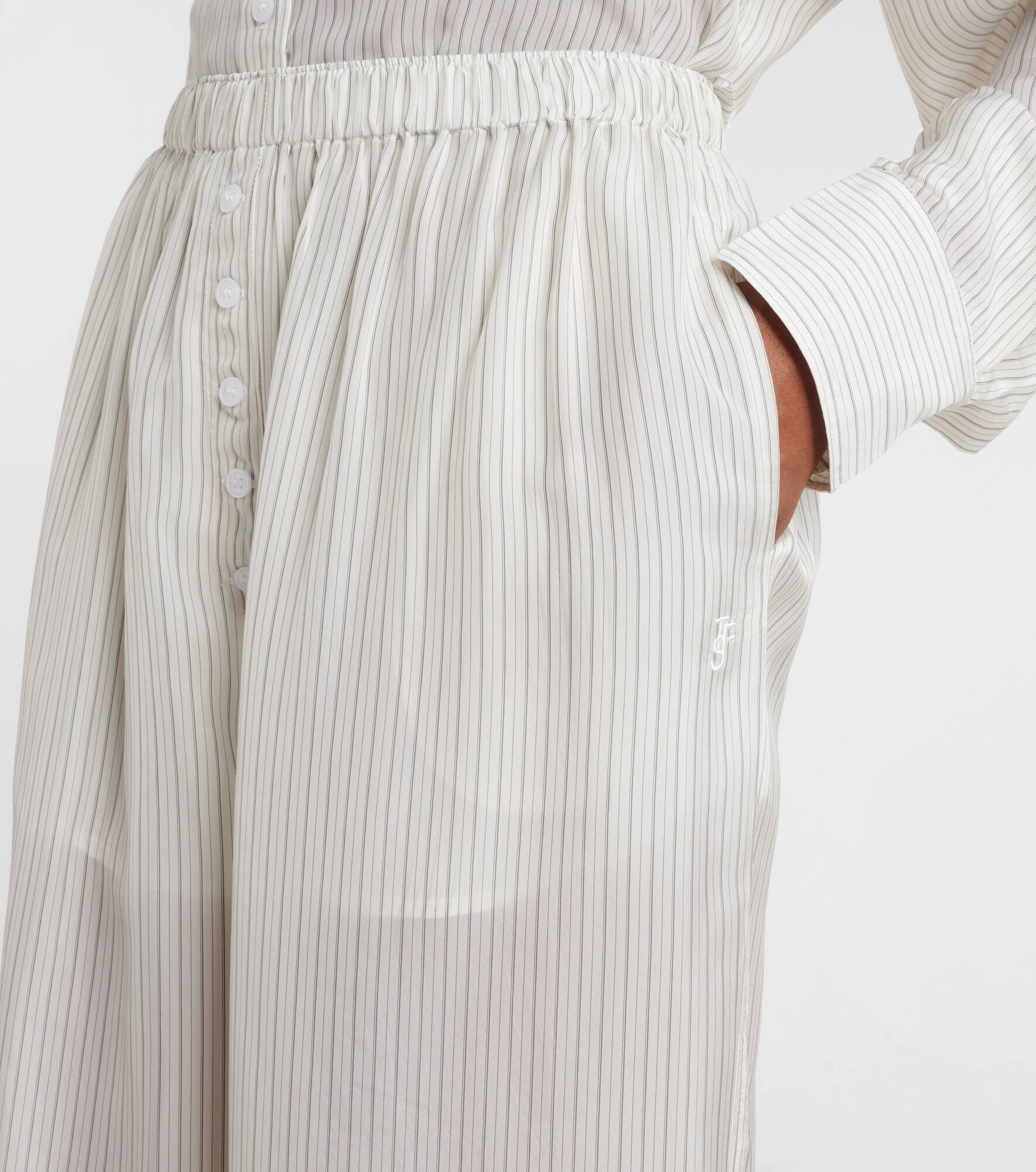 Brenna sheer striped wide-leg pants - 4