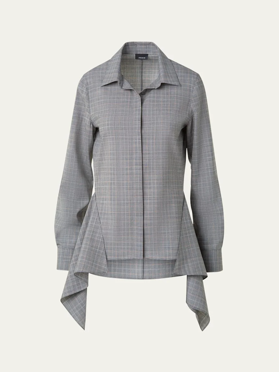 Prince of Wales Check Cool Wool Blouse - 1