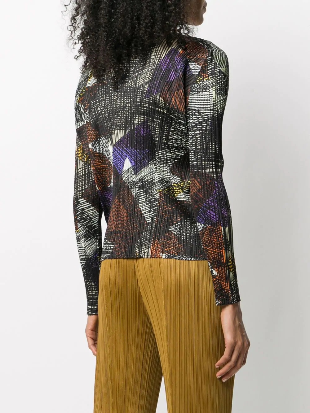 pleated abstract print top - 4