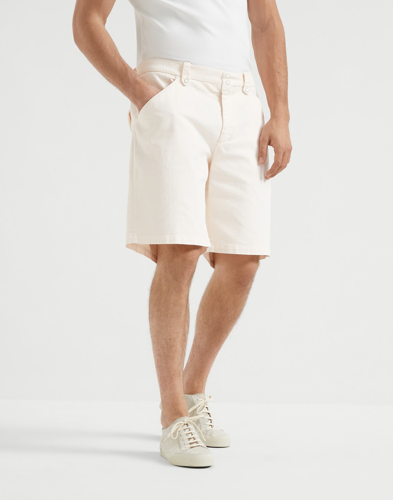 Garment-dyed Bermuda shorts in comfort cotton lightweight denim 1