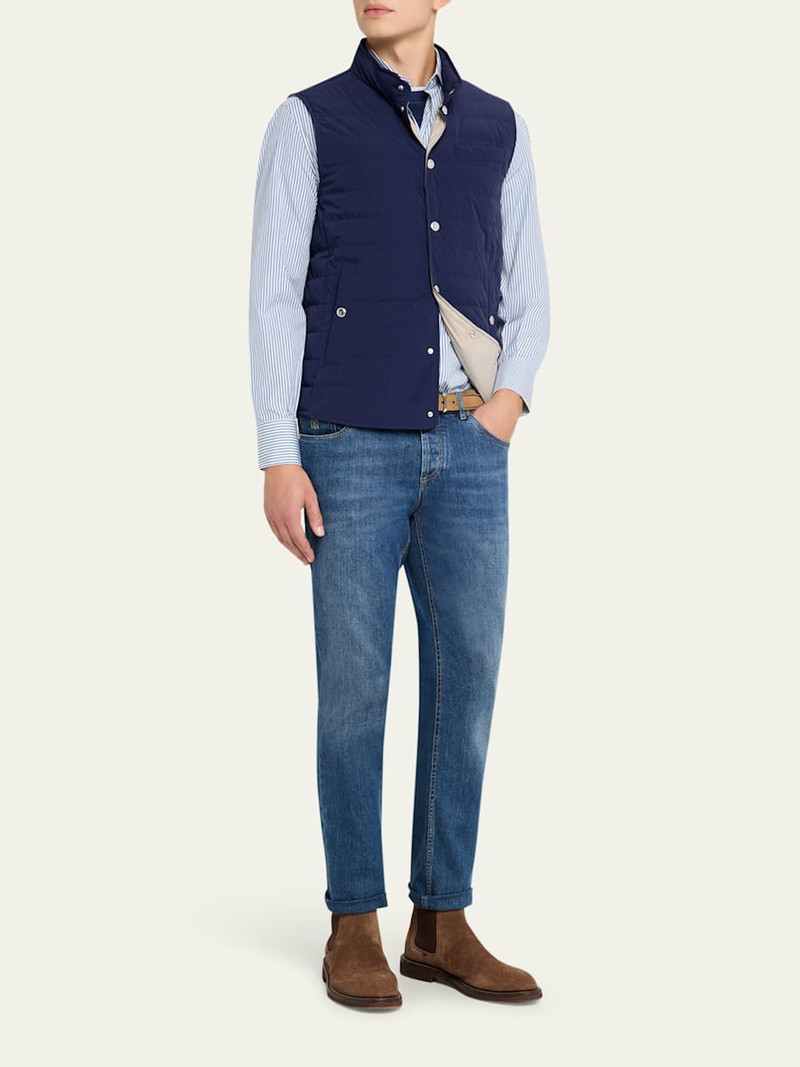 Brunello Cucinelli Men's Quilted Nylon Snap-Front Vest outlook