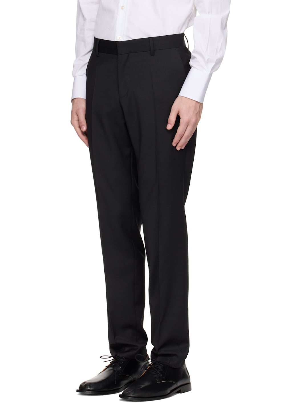 Black Slim-Fit Micro-Pattern Virgin Wool Suit - 4
