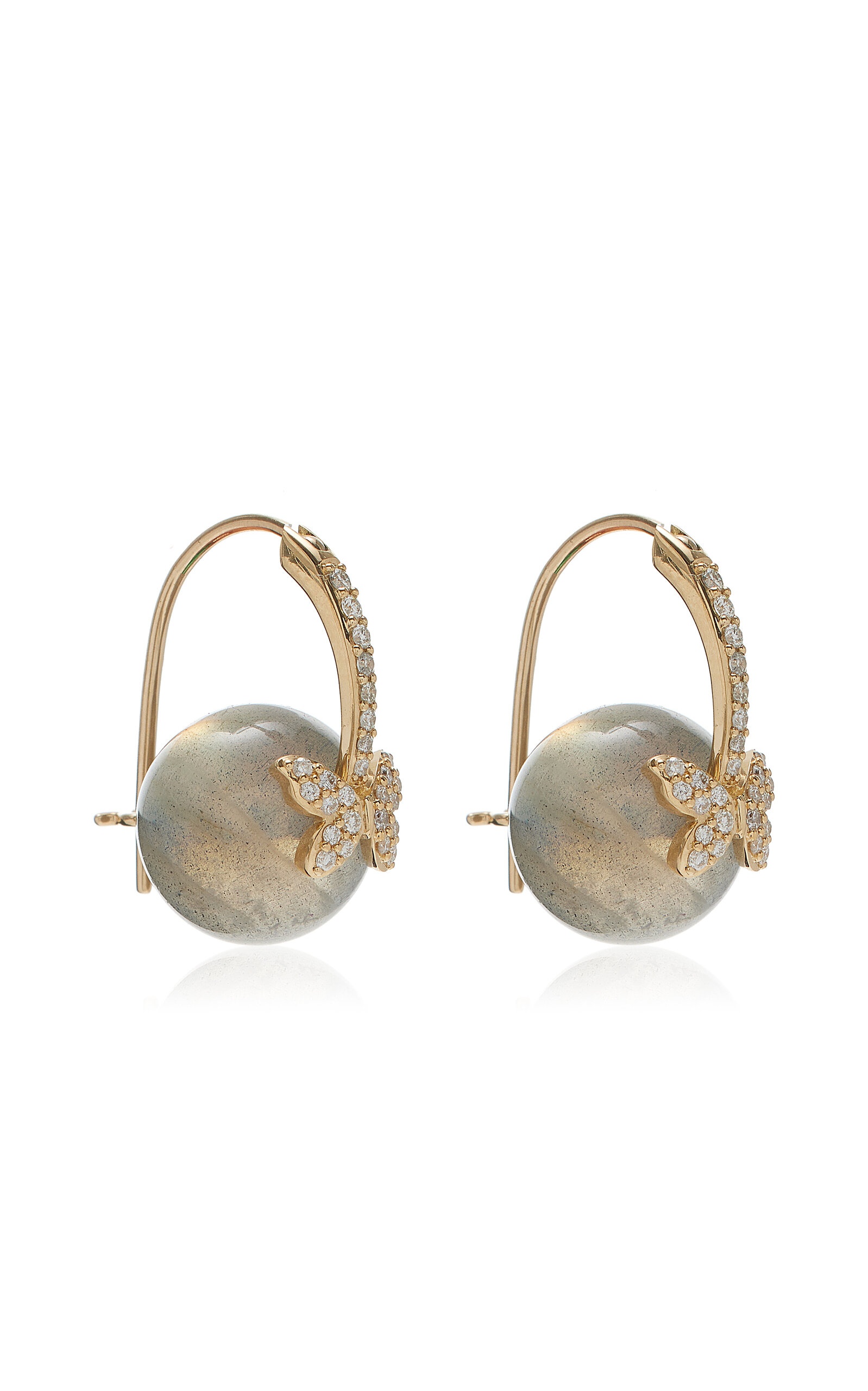 Butterfly 14K Yellow Gold Labradorite Earrings grey - 3