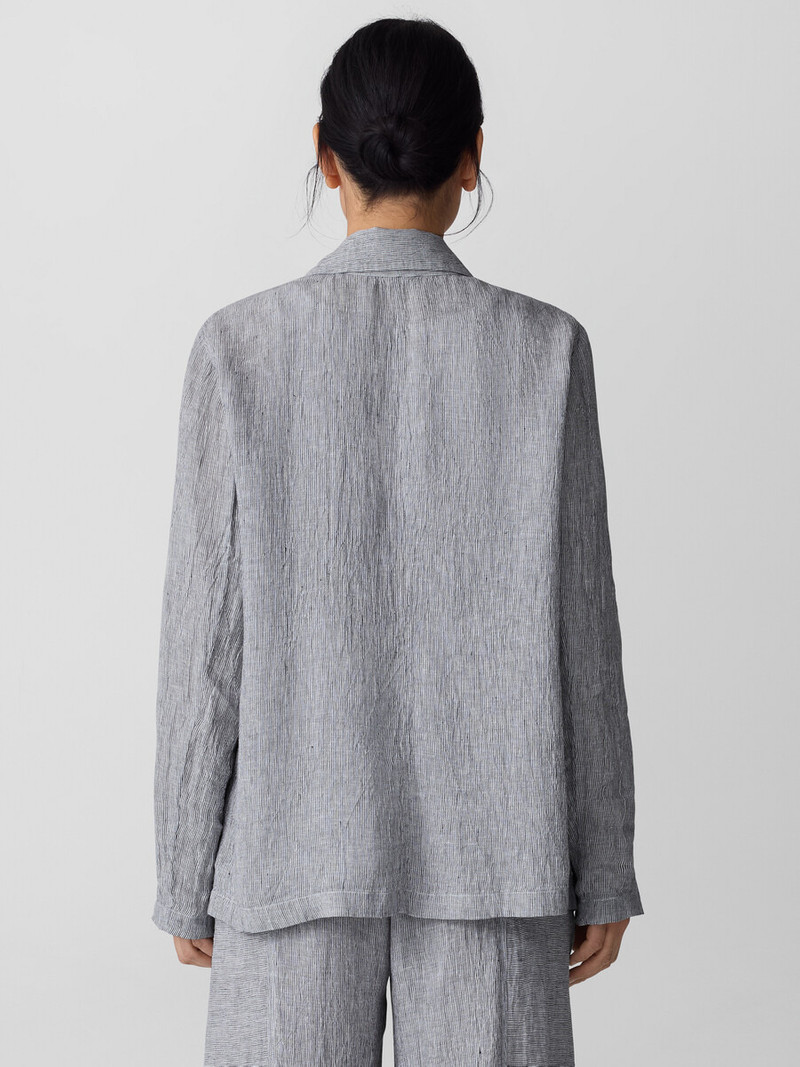 Puckered Organic Linen Stripe Blazer 4