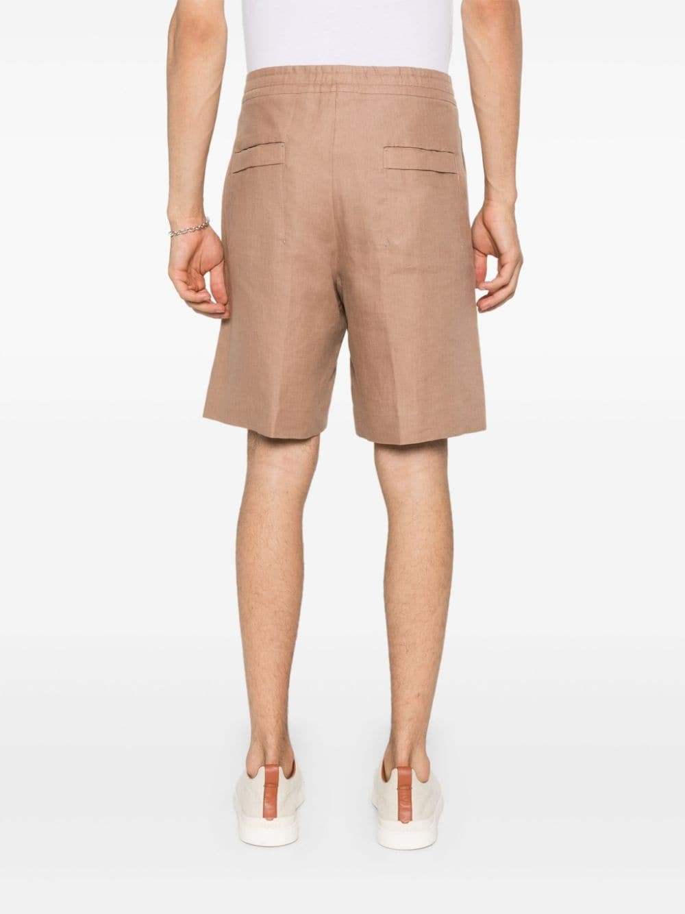 linen straight-leg shorts - 4