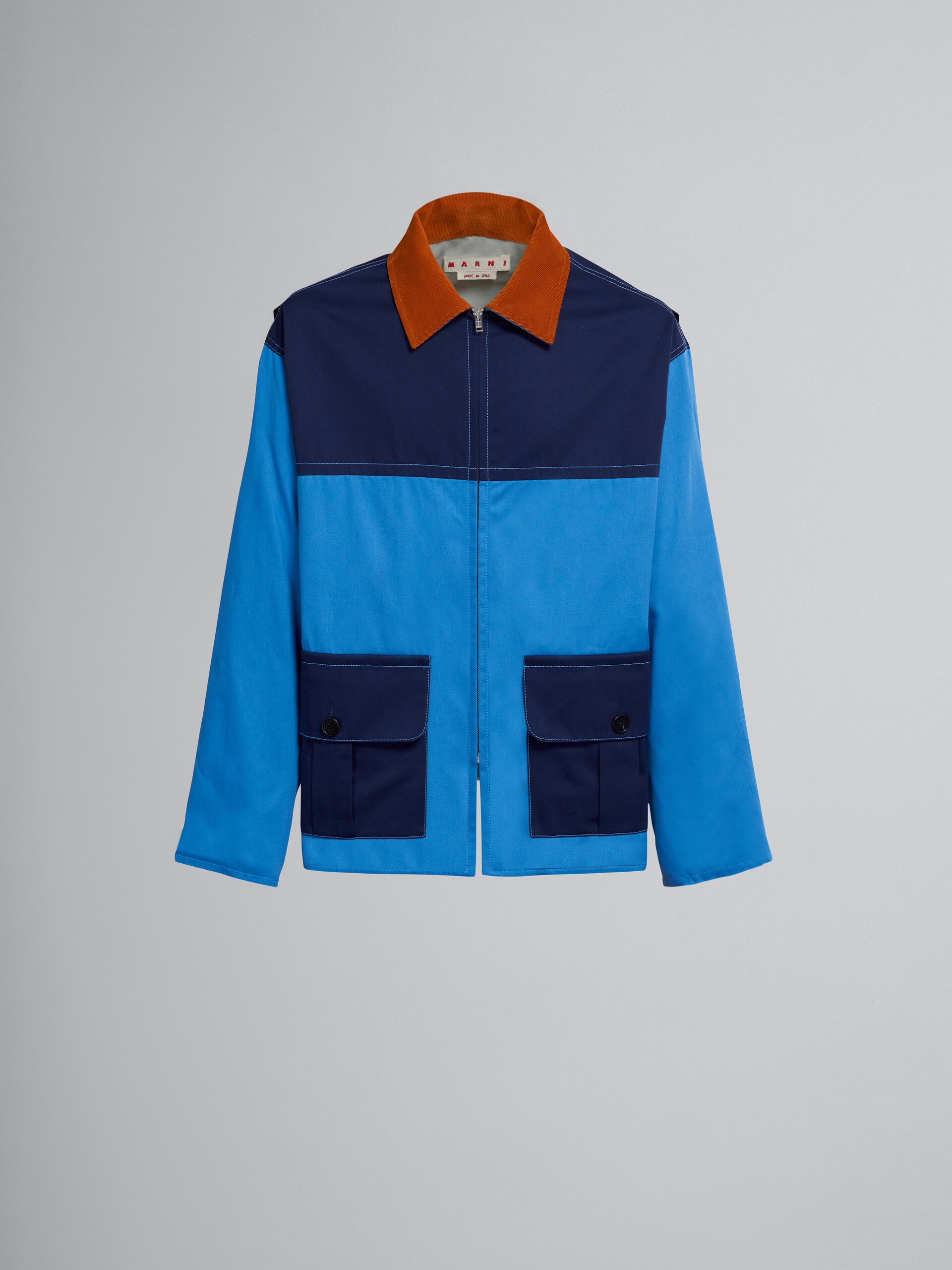 GABARDINE JACKET WITH CONTRASTING COLLAR - 1