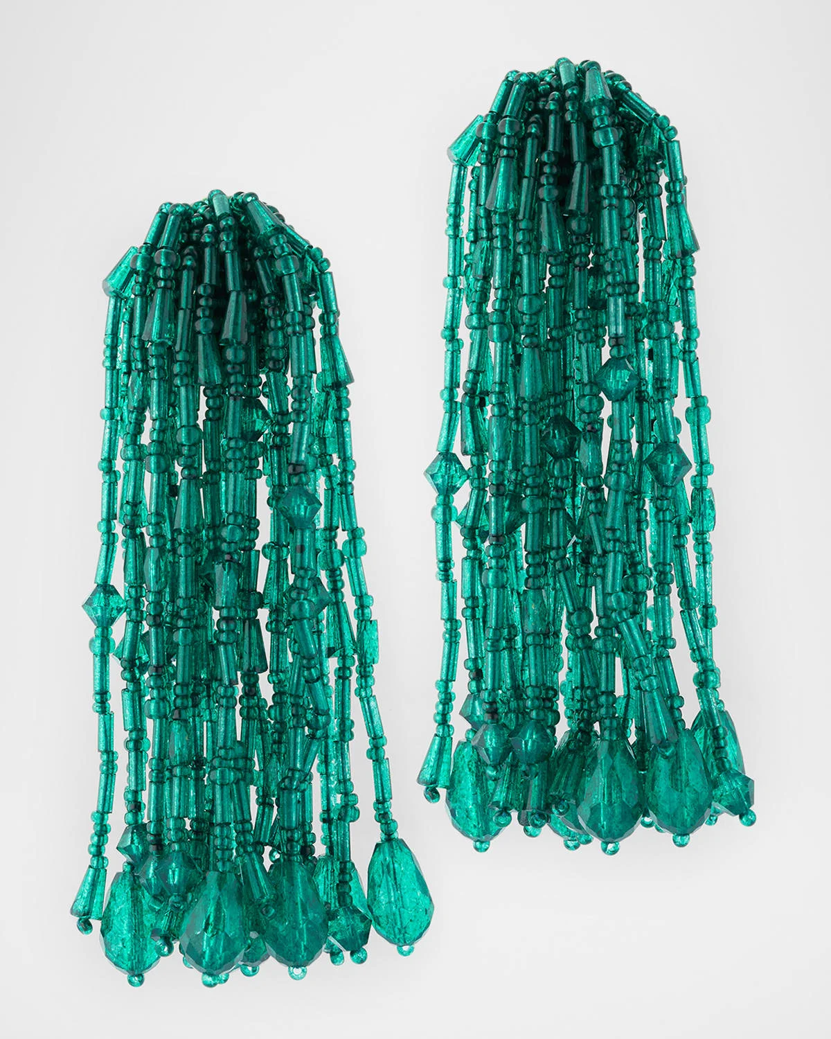 Faceted Bead Pompon Earrings - 1