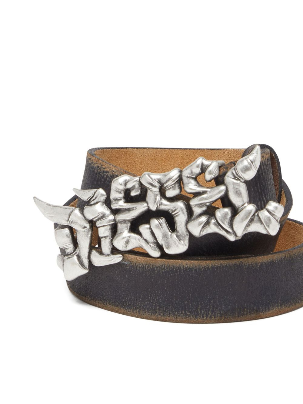 graffiti-buckle leather belt - 3