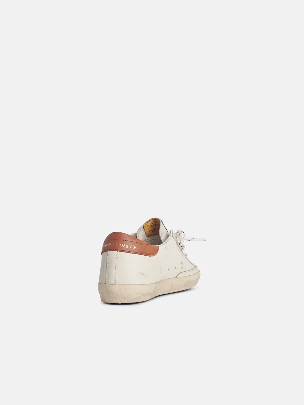 SUPER-STAR' WHITE LEATHER SNEAKERS WITH GREY SUEDE STAR AND BROWN HEEL - 3