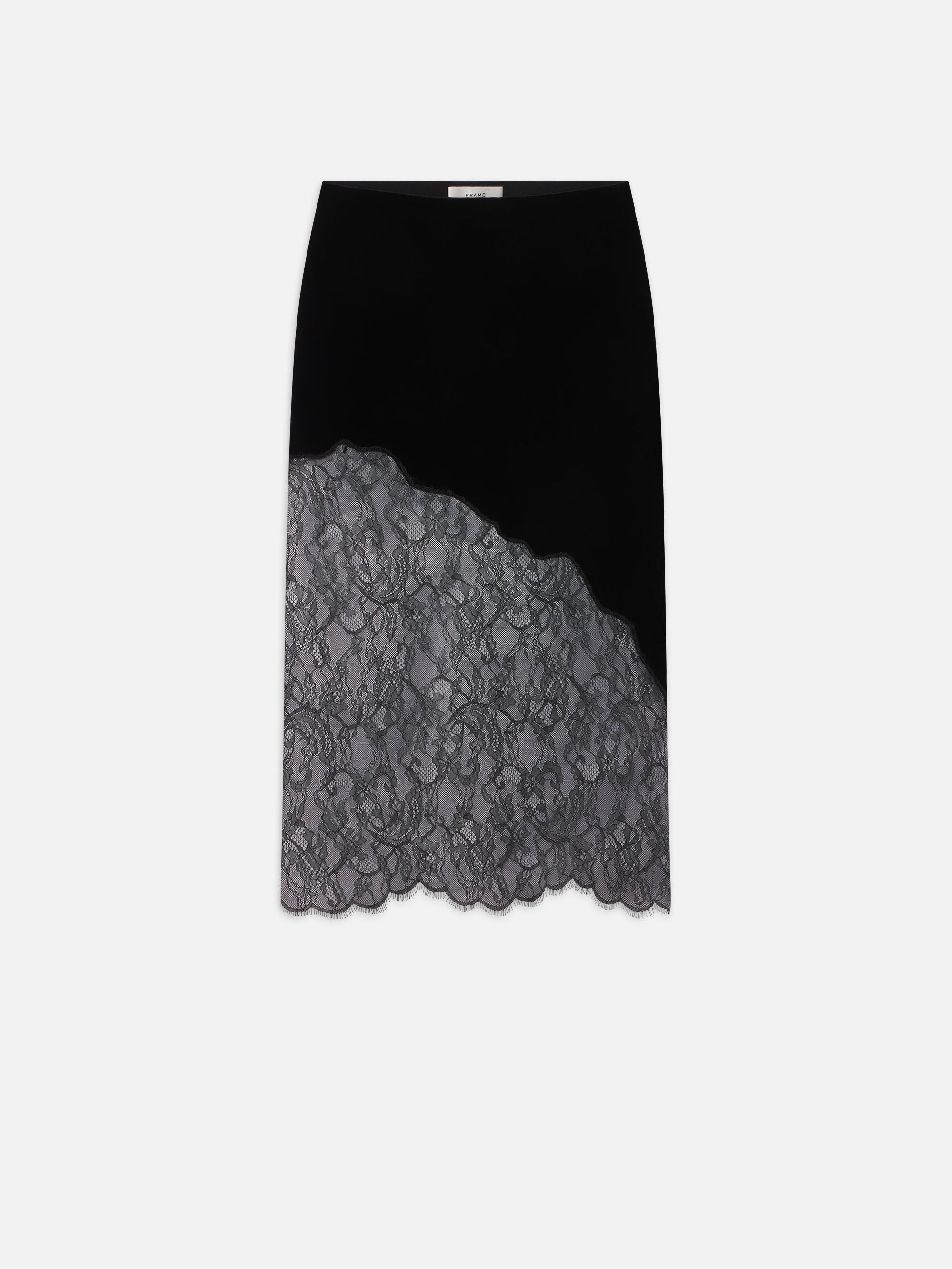 Velvet Lace Skirt in Black - 1