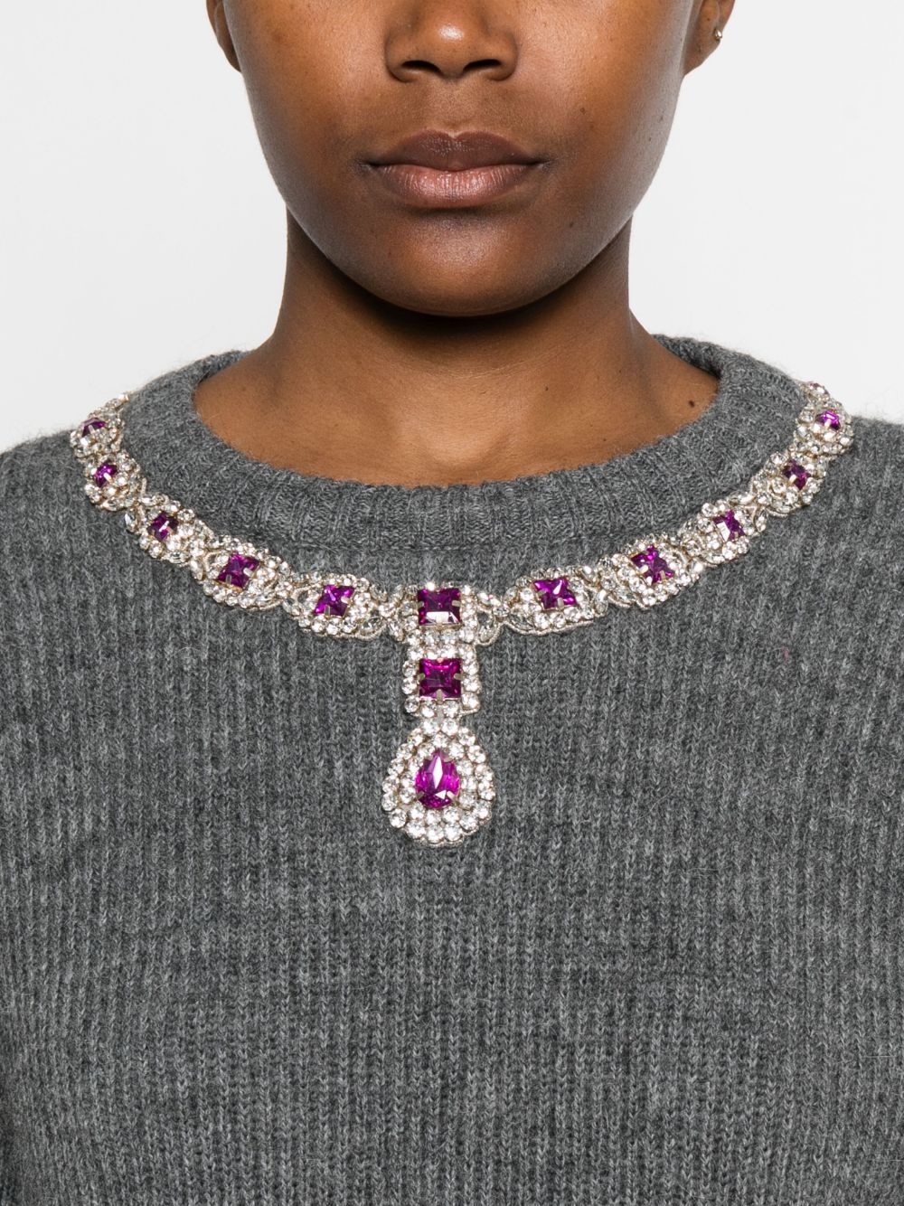 jewel-embellished ribbed sweater - 5