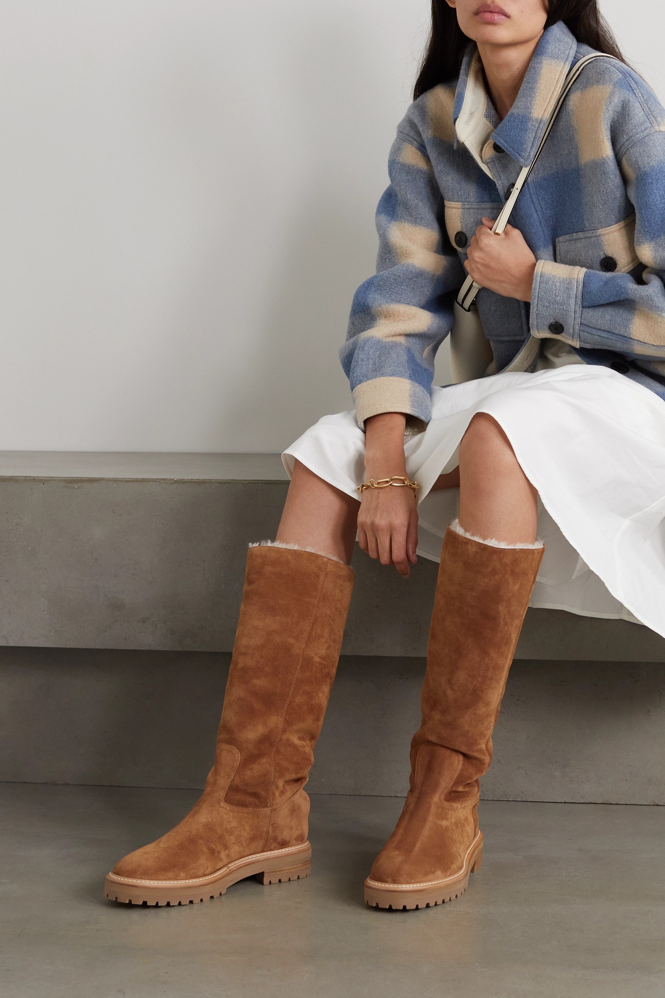 Yomi shearling-lined suede knee boots - 2