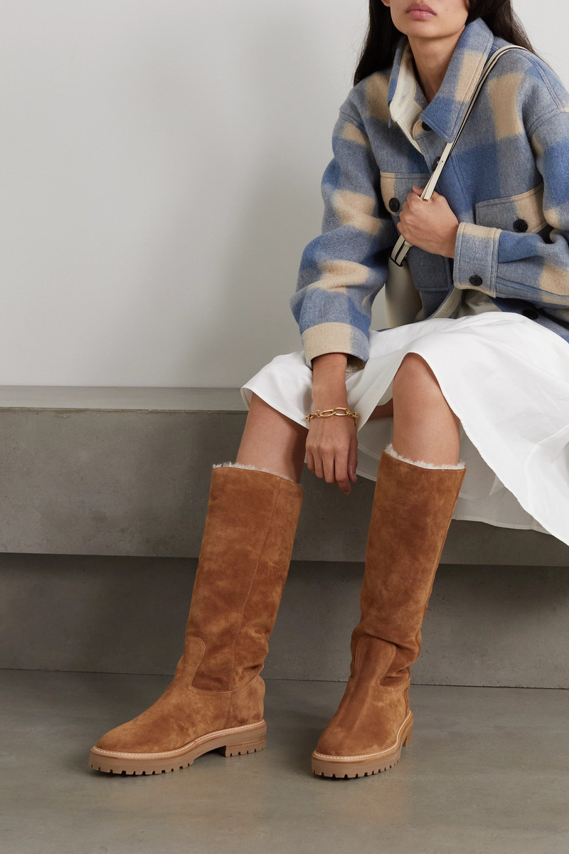 JIMMY CHOO Yomi shearling-lined suede knee boots outlook