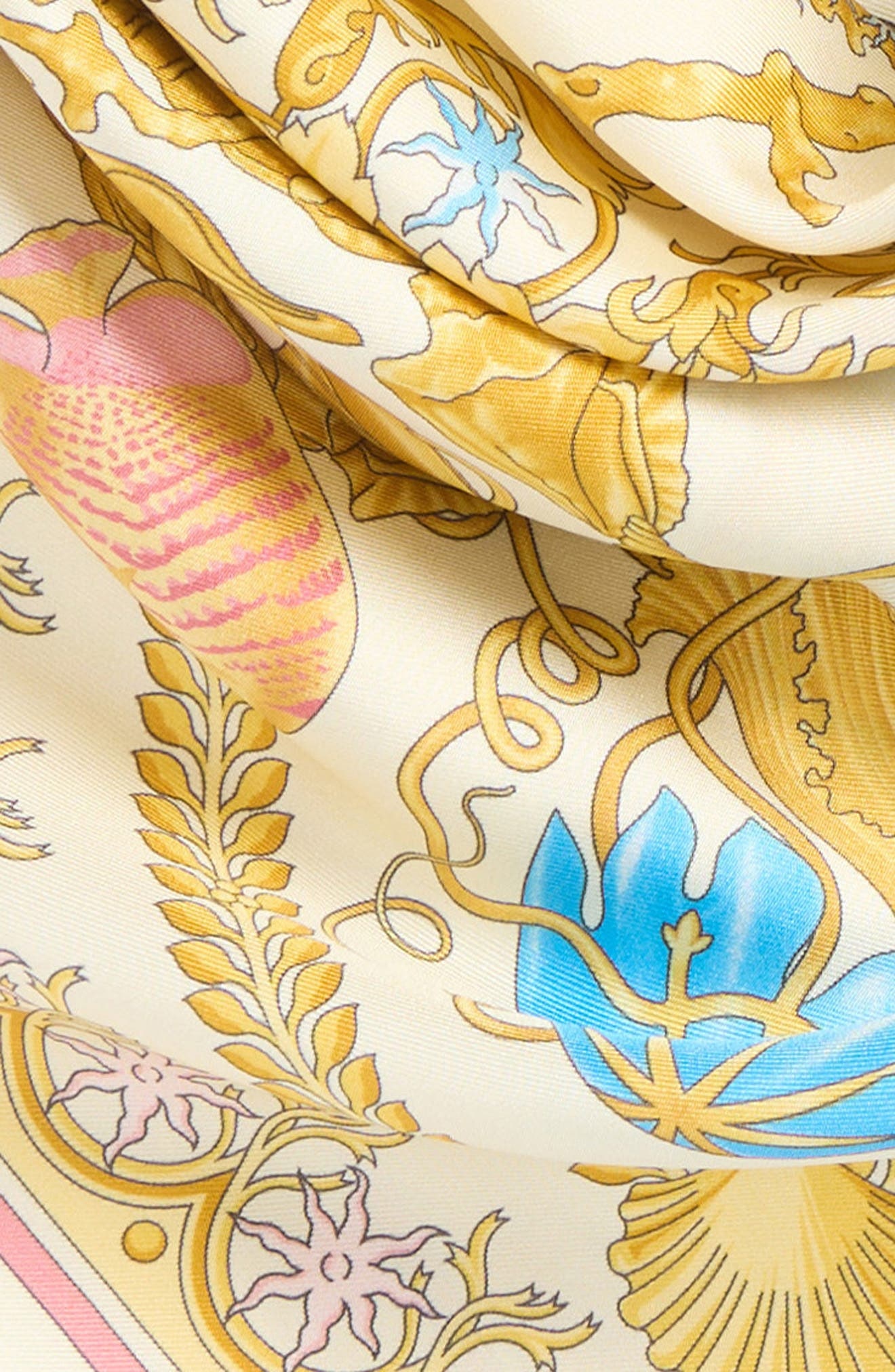 Versace Underwater Barocco Silk Square Scarf in Eggshell Multicolor at Nordstrom - 4