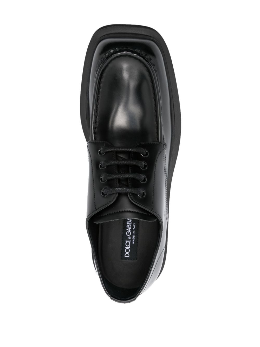 square-toe leather derby shoes - 4