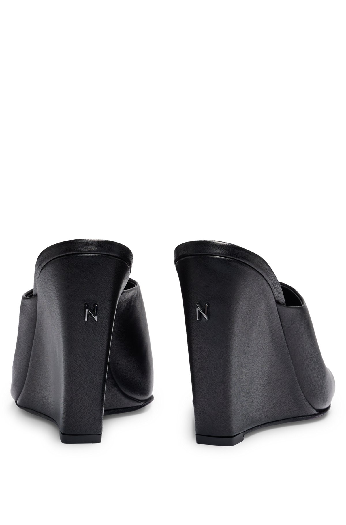 NAOMI X BOSS WEDGE-HEEL MULES IN LEATHER - 6