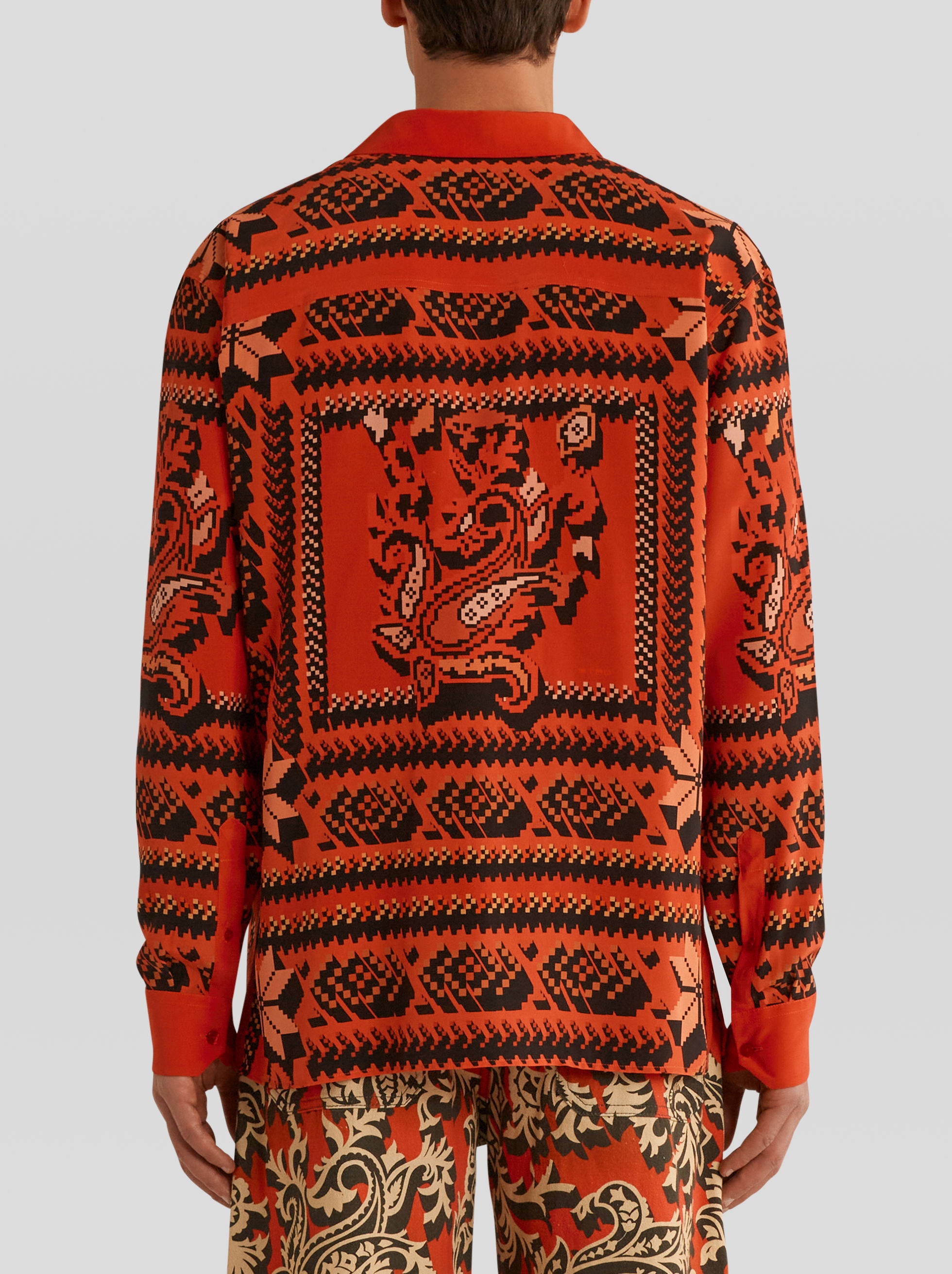 PLACED PRINT SILK SHIRT - 4