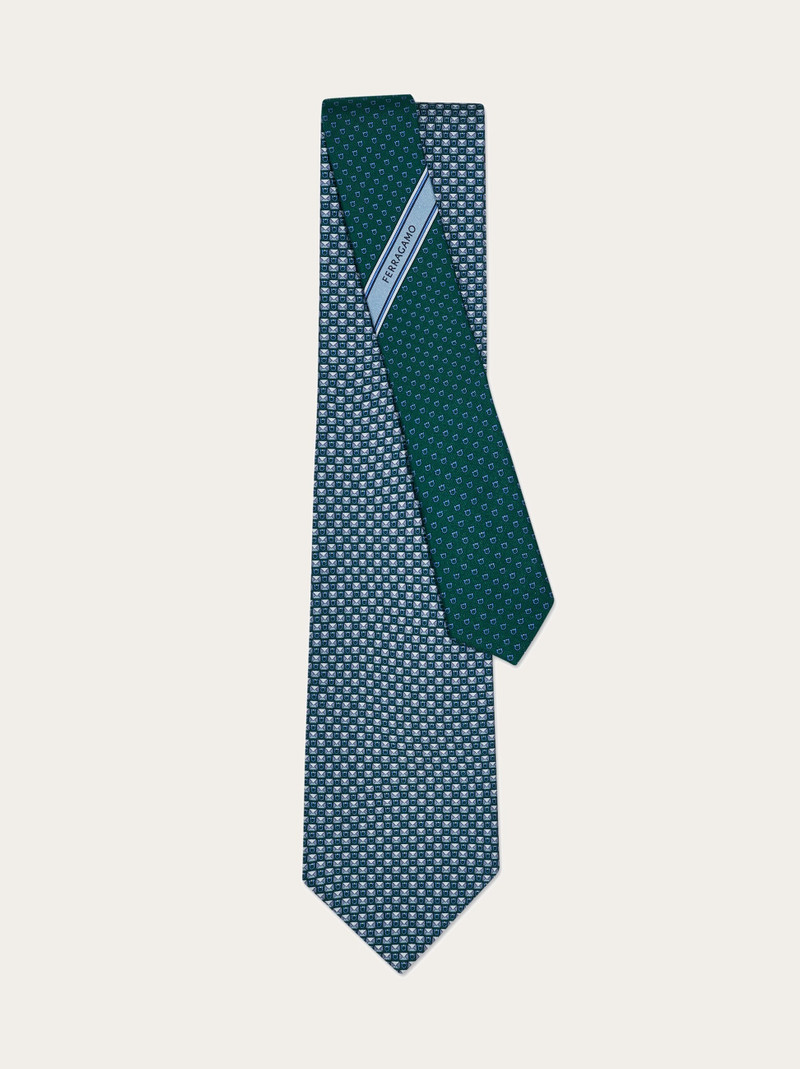 Gancini letter print silk tie 3