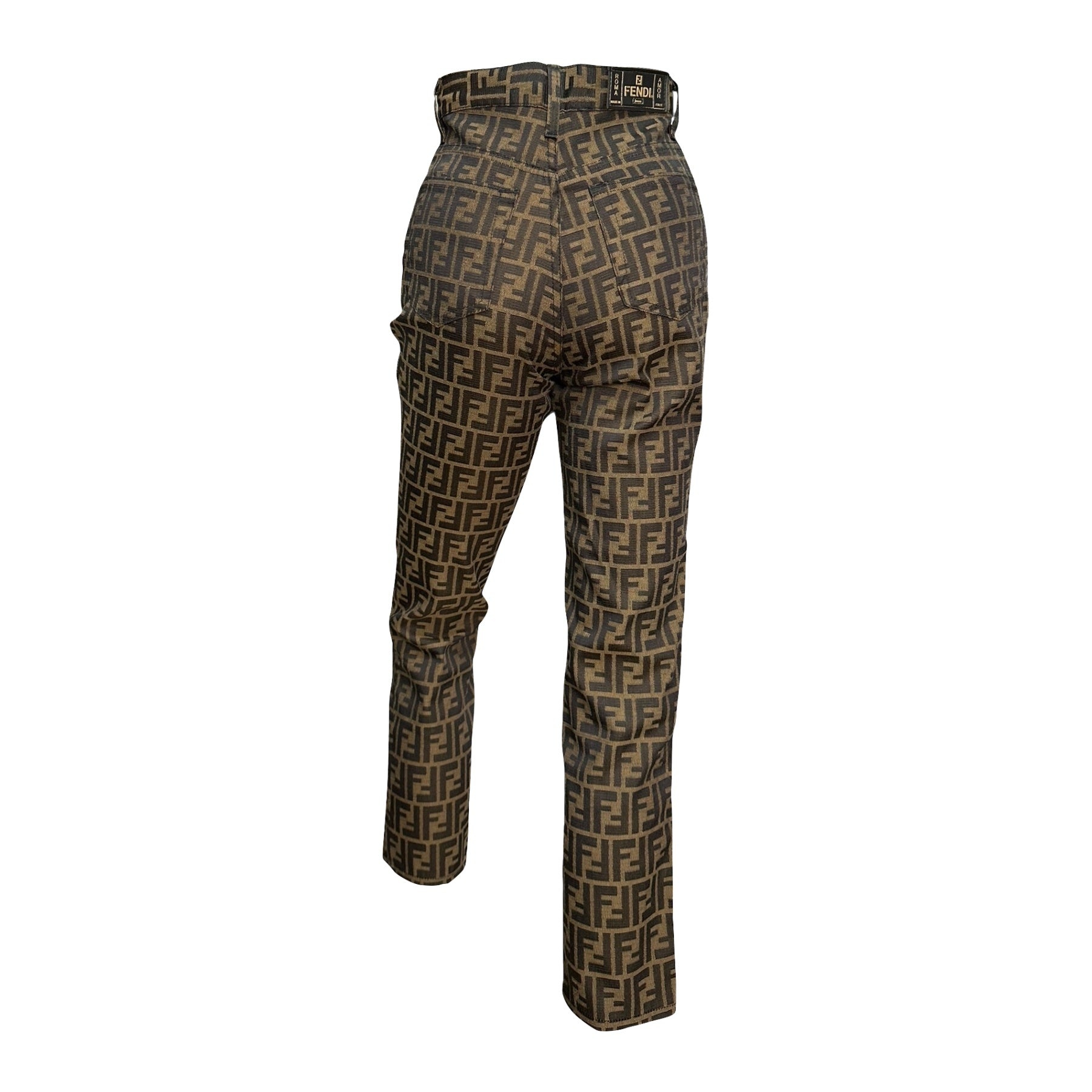 FENDI Vintage FF Zucca Monogram High Rise Straight Leg Pants - 2