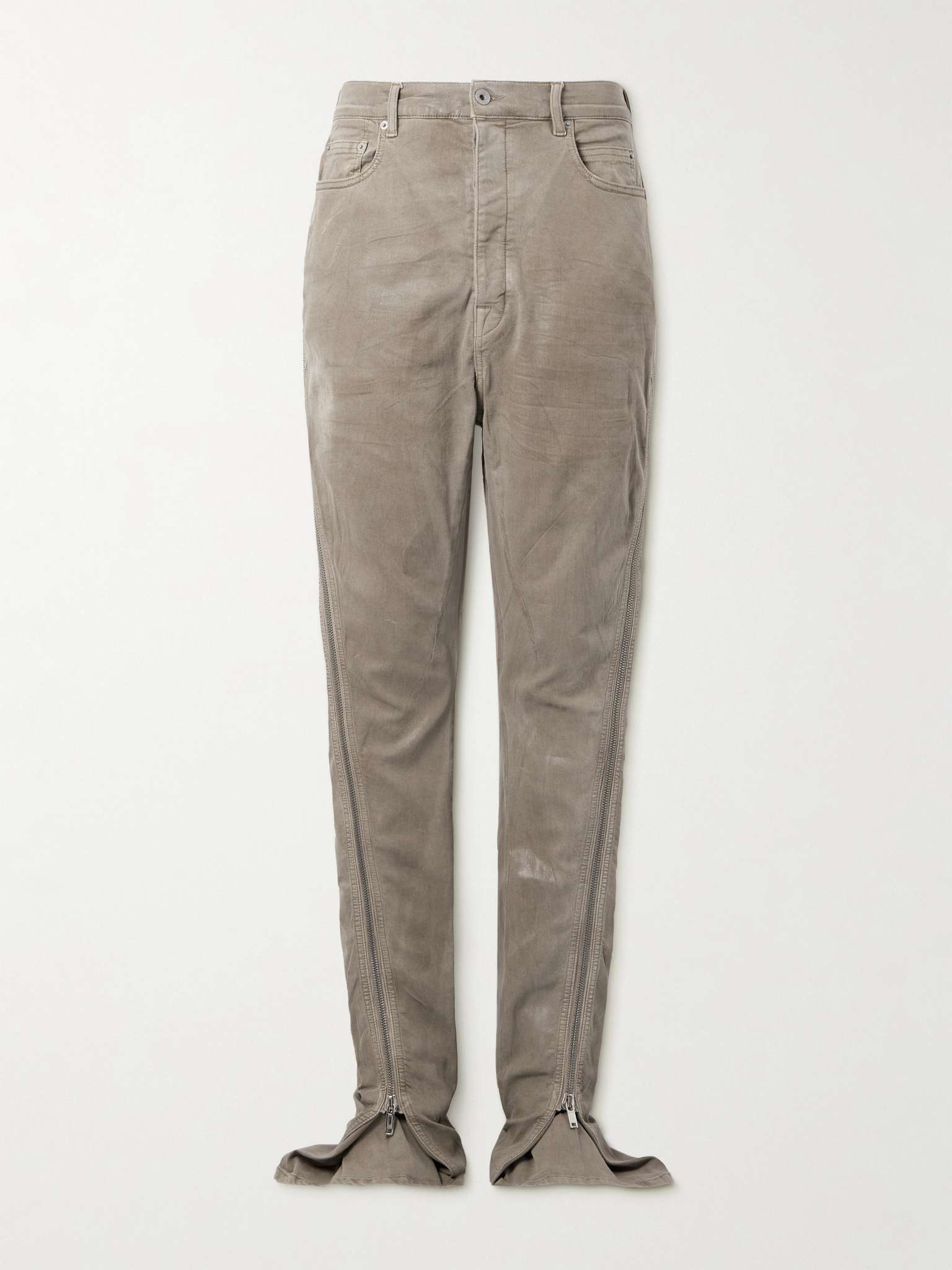 Bolan Banana Slim-Fit Straight-Leg Zip-Detailed Waxed Jeans - 1