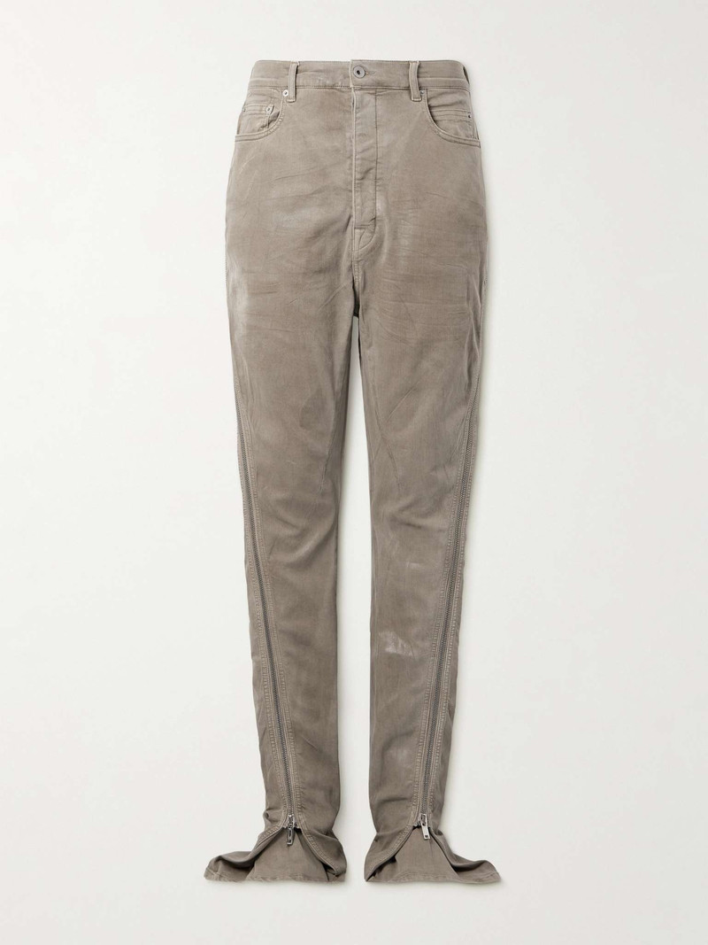 Bolan Banana Slim-Fit Straight-Leg Zip-Detailed Waxed Jeans 1