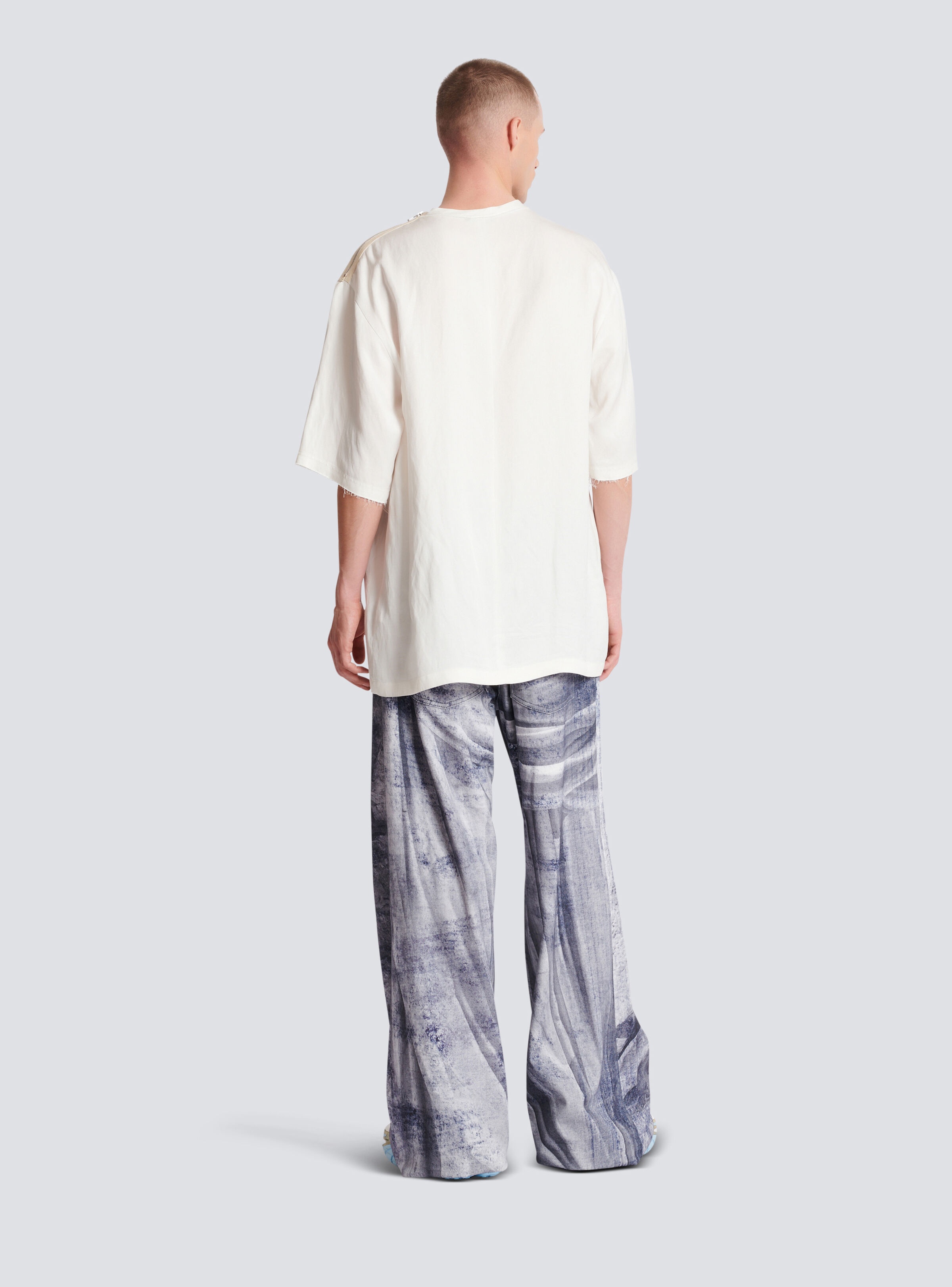 Sky print zipped T-shirt - 4