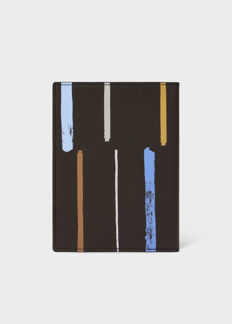 Brown 'Painted Stripe' Leather Passport Cover 3